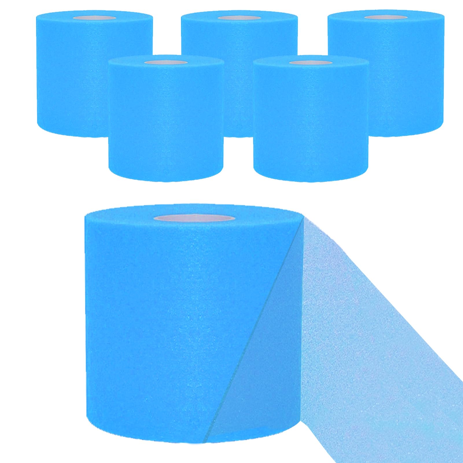 6 Rolls Pre Wrap Tape Athletic - Blue Prewrap Headbands for Hair & Foam Underwrap Sports Tape - Perfect for Volleyball, Basketball, Wrestling & Gym Workouts