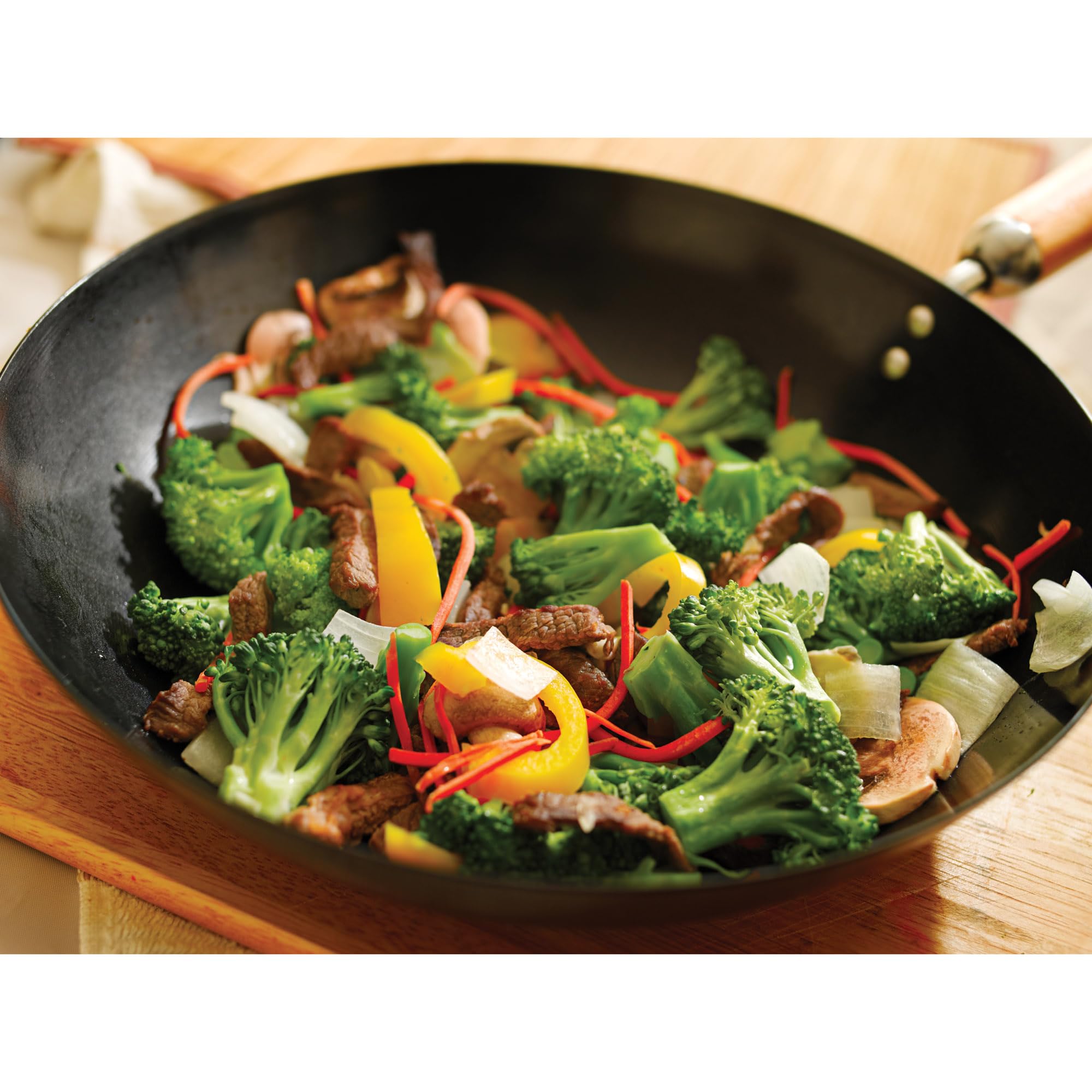 Helen's Asian Kitchen Wok - 12-Inch Non-Stick Xylan Coated Stir Fry Pan with Bamboo Handle - Perfect for Stir-Frying, Sautéing, and Deep Frying Asian Cuisine