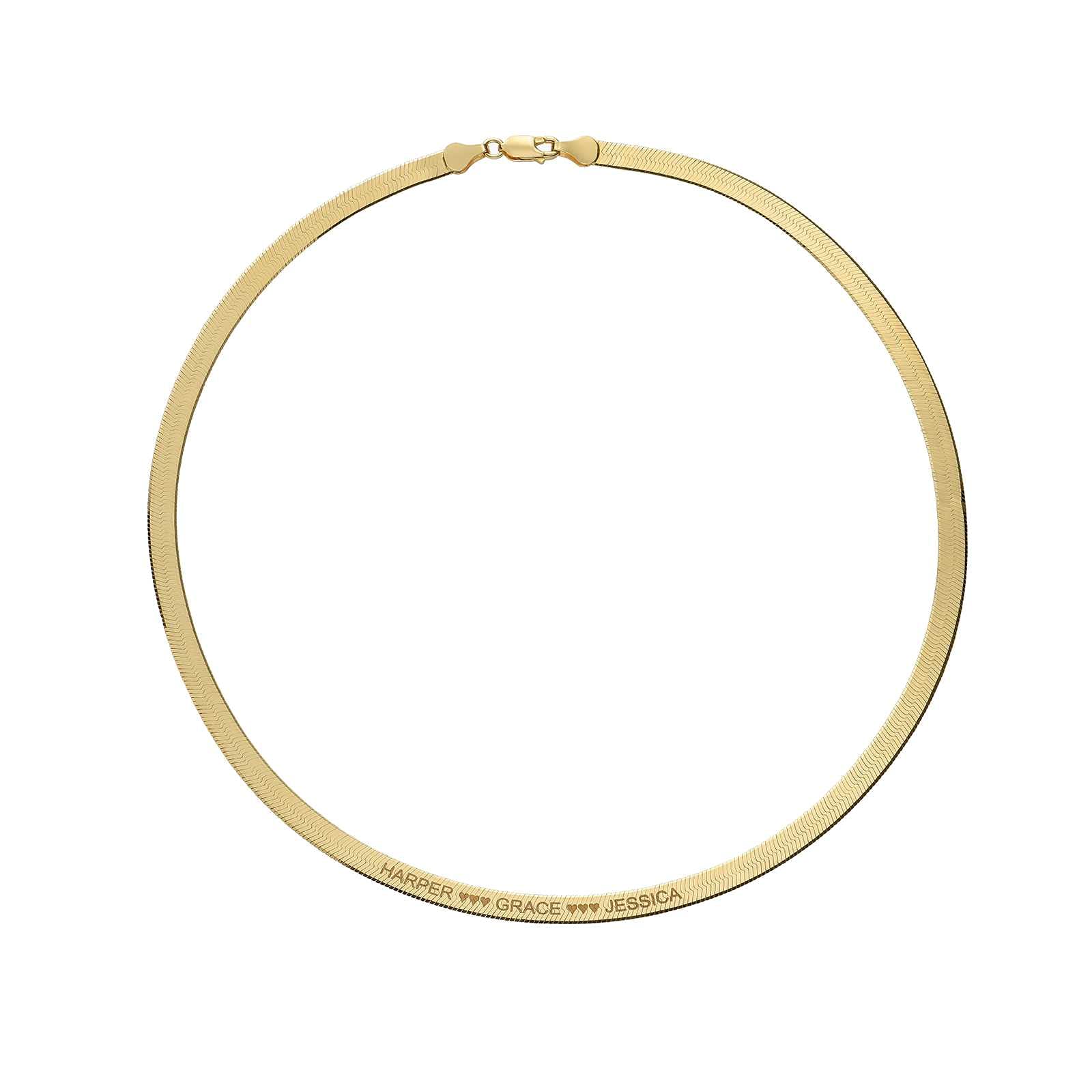 OAK & LUNA Personalized Engraved Herringbone Chain Necklace - Custom Name Jewelry for Women - Elegant Dainty Gold Necklace for Her - Perfect Gift for Christmas, Birthday, Mother's Day - Anniversary Present for Wife, Girlfriend, Mom - Great for Date Nights, Special Occasions & Everyday Wear