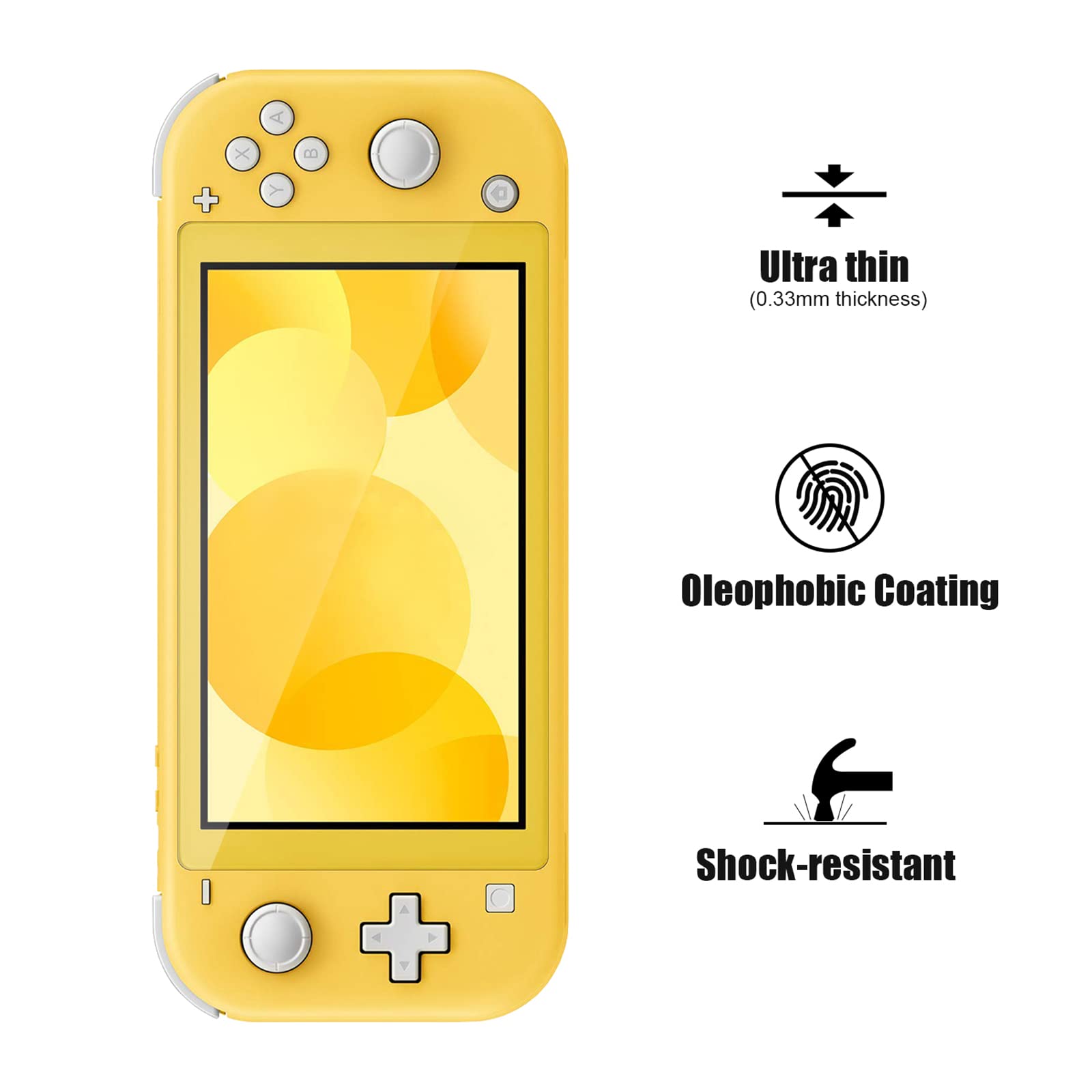 JOTO [3 Pack] Tempered Glass Screen Protector for Nintendo Switch Lite (2019) - Anti-Scratch, HD Clear, Rounded Edge Real Glass Screen Guard - Perfect for Gaming Protection & Travel Use