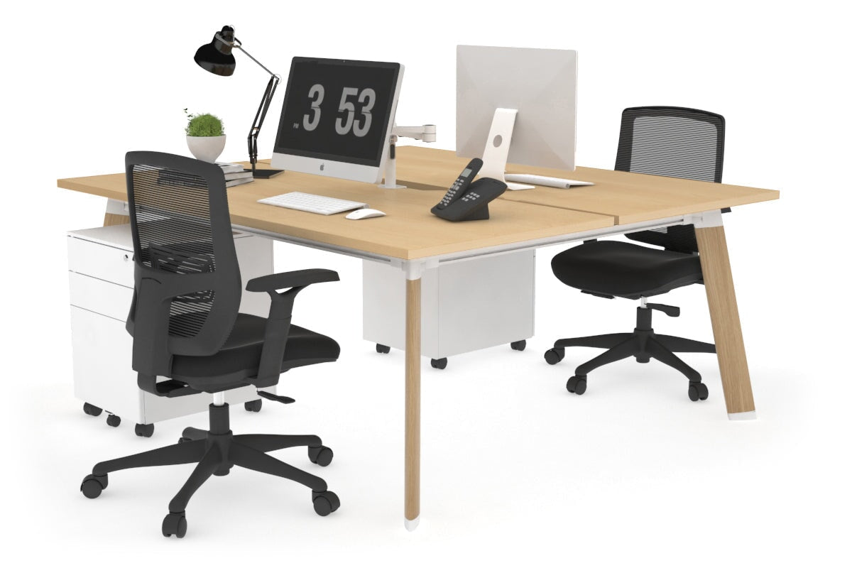 2-Person Workstation with Wood Imprint Frame - 1200L x 800W Office Desk with Cable Management Scallop - Perfect for Home Office & Shared Workspaces