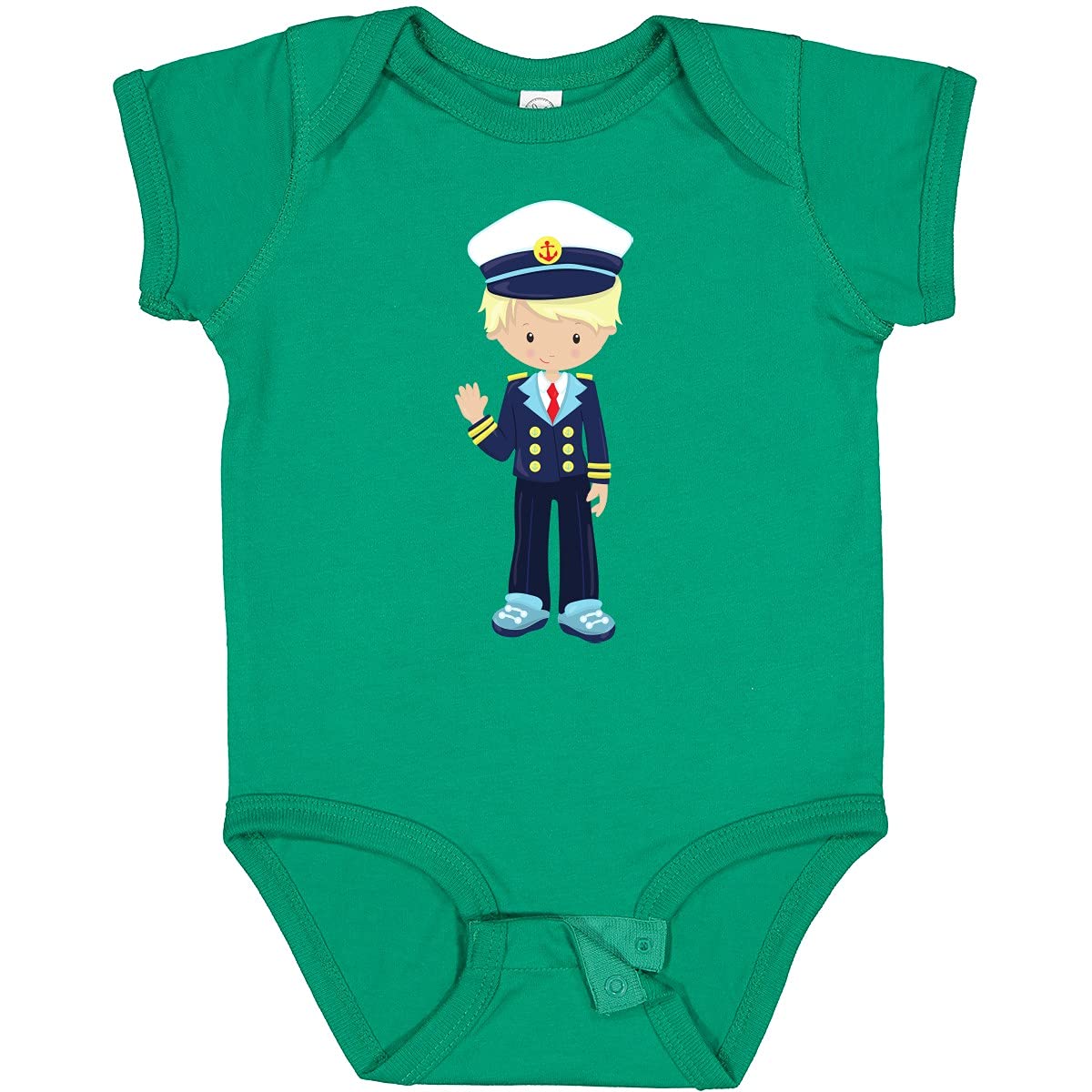 Inktastic Boat Captain Baby Bodysuit - Cute Skipper & Blonde Hair Design - Perfect for Nautical Themed Parties, Baby Showers & Beach Outfits