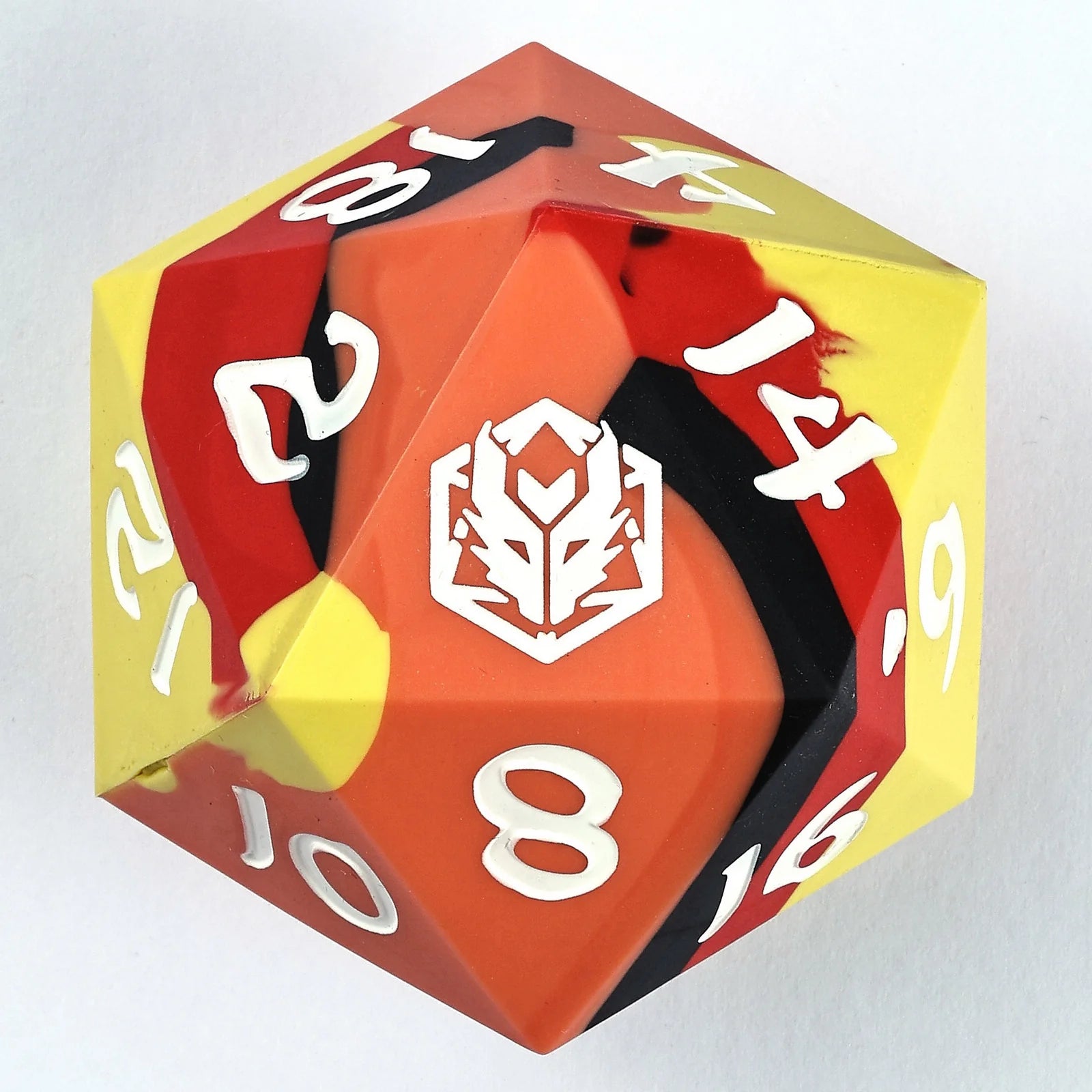 55mm Chonk Rubber Silicone D20 Dice - Fire Ball Design for Tabletop RPGs, Dungeons & Dragons, and Board Games