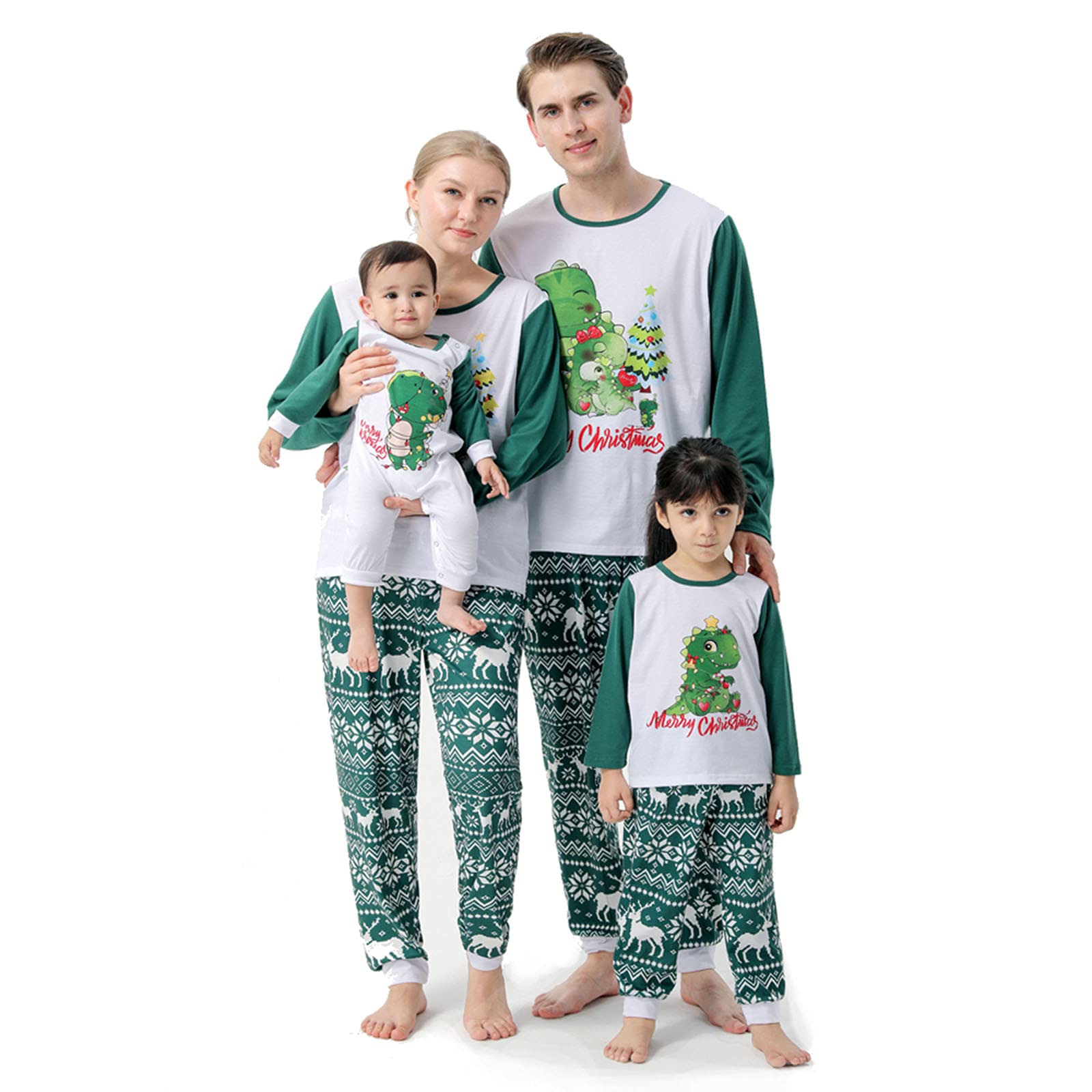 Dinosaur Family Matching Pajamas Set - Long Sleeve Christmas Pajamas for Men, Women & Couples | Cozy Holiday Sleepwear for Family Photos & Festive Gatherings
