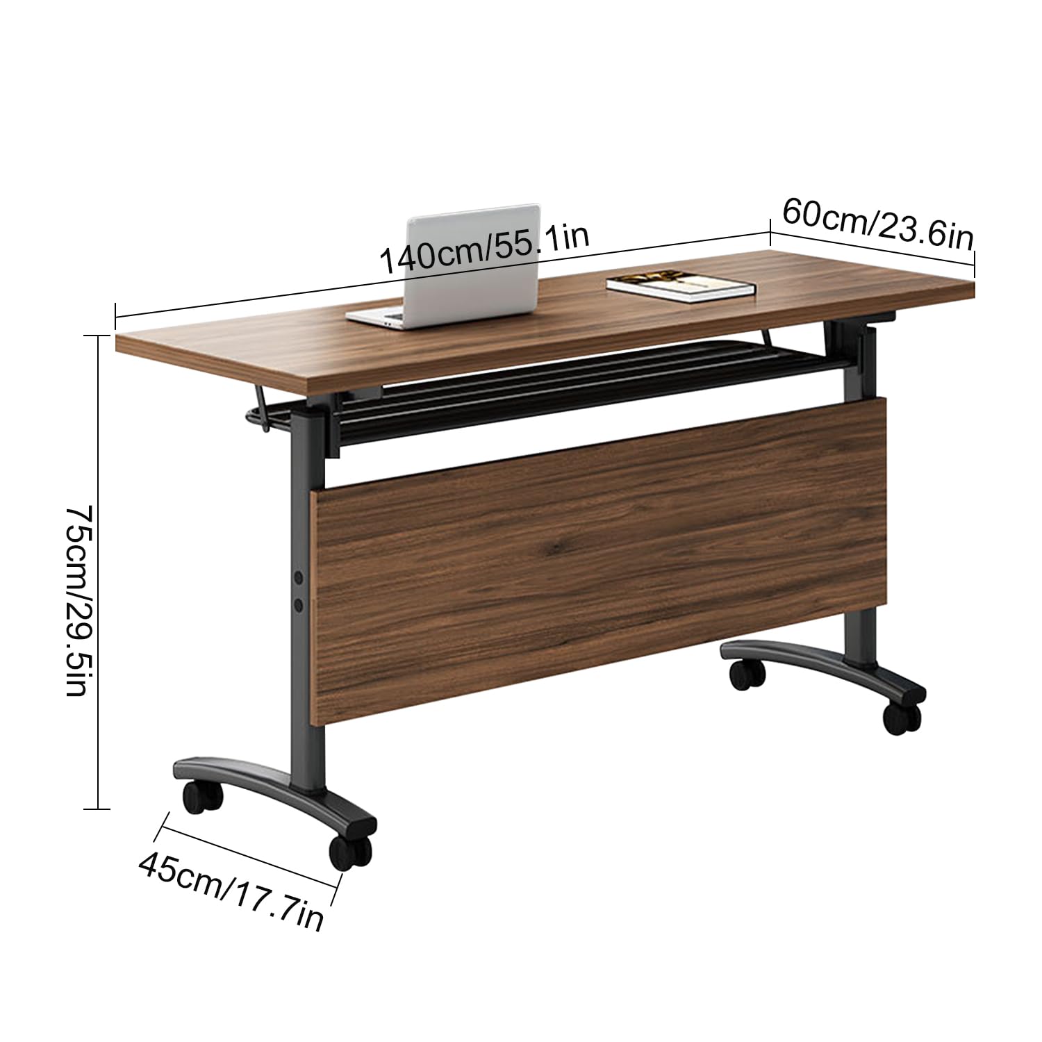 Folding Conference Tables - 55.1x23.6x29.5inch Modern Portable Meeting Table with Silent Locking Wheels | Flip Top Rolling Mobile Design for Office, Seminar & Training Rooms | Business & Event Tables (1 Pack)