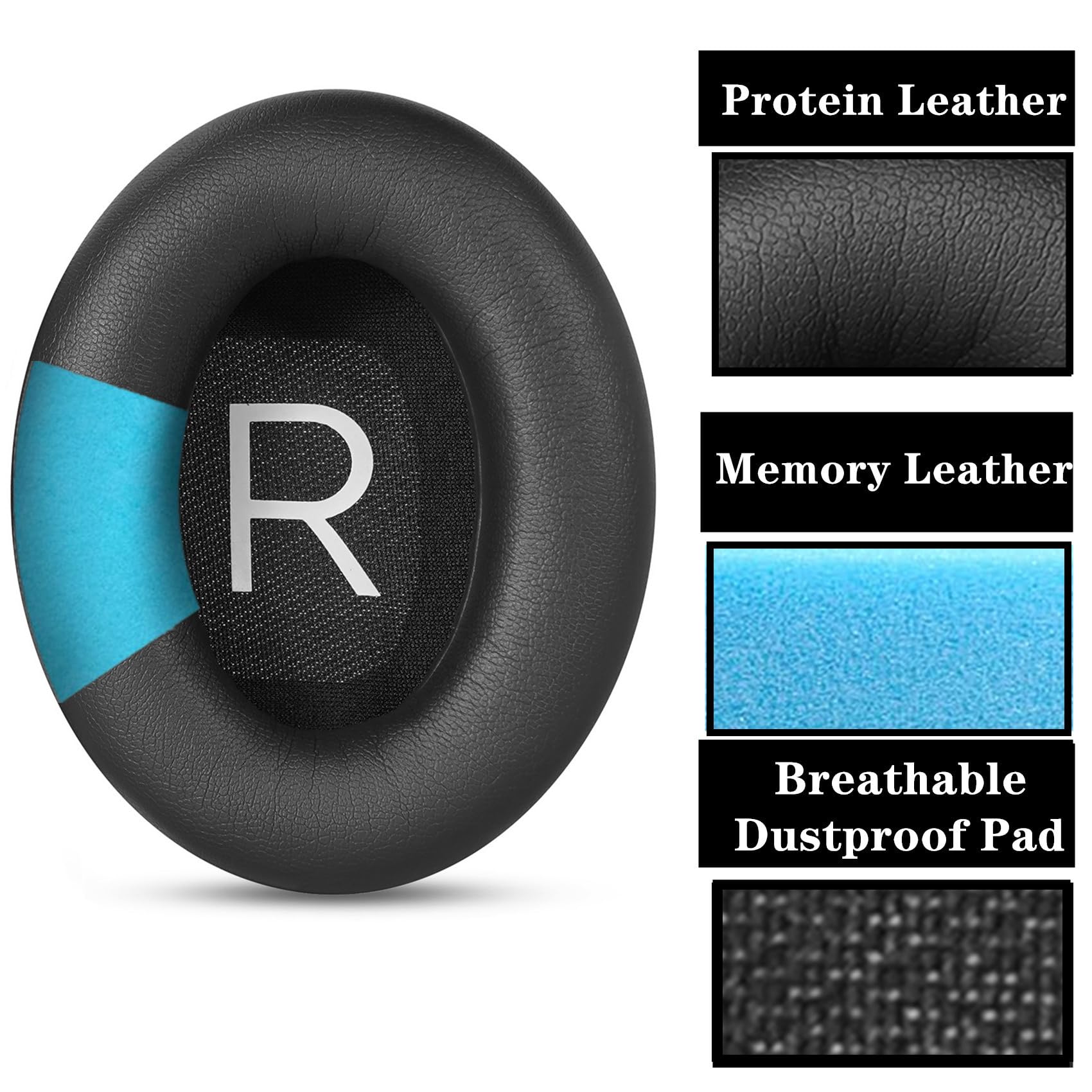Bose 700 Replacement Ear Pads - Premium Protein Leather Earpads Cushions for Bose Noise Cancelling Headphones 700 & 700S (Black) - Comfort Upgrade for Work, Travel & Gaming
