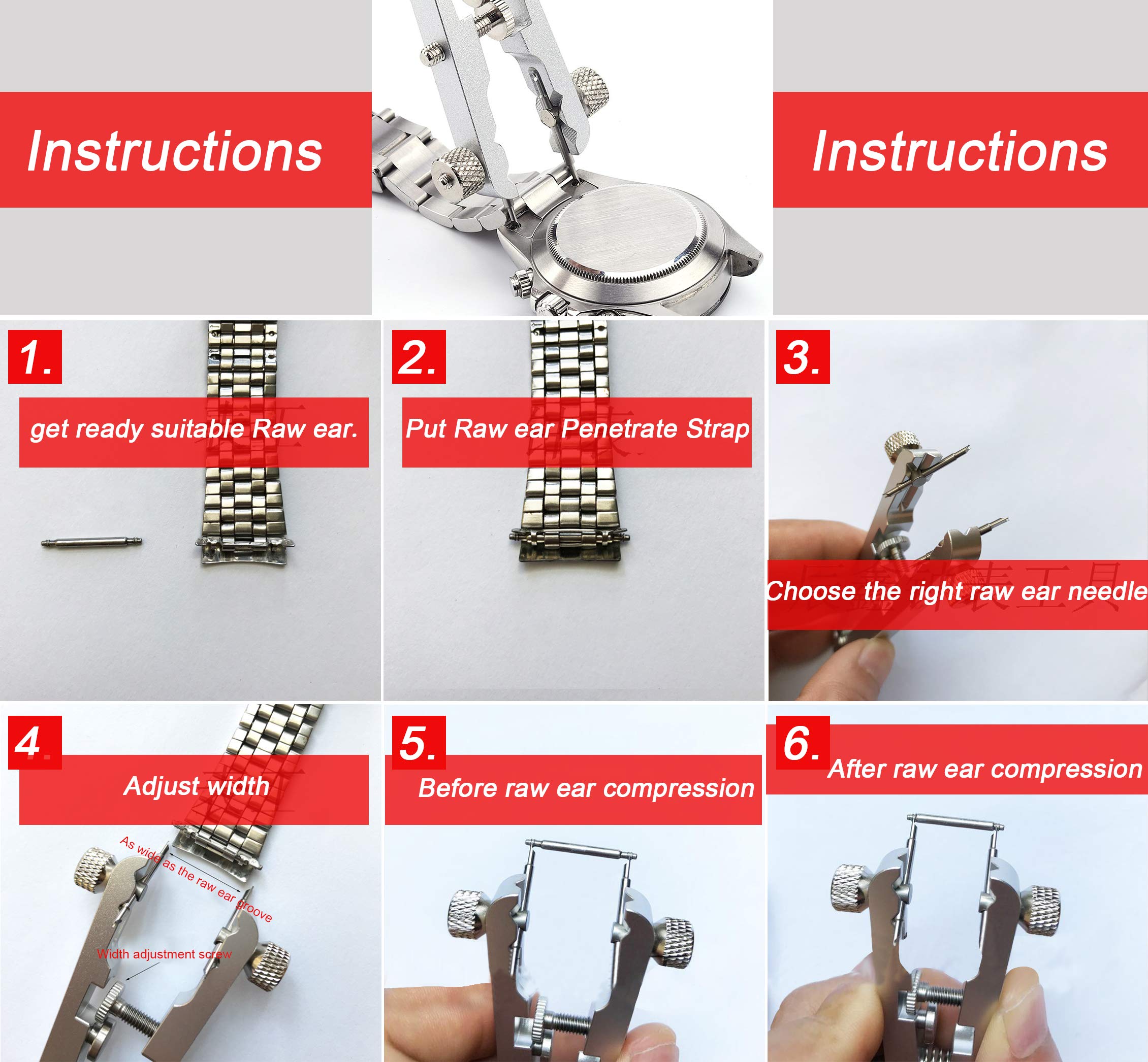 Stainless Steel Watch Bracelet Remover Tool Kit for Watch Repair & Strap Adjustment