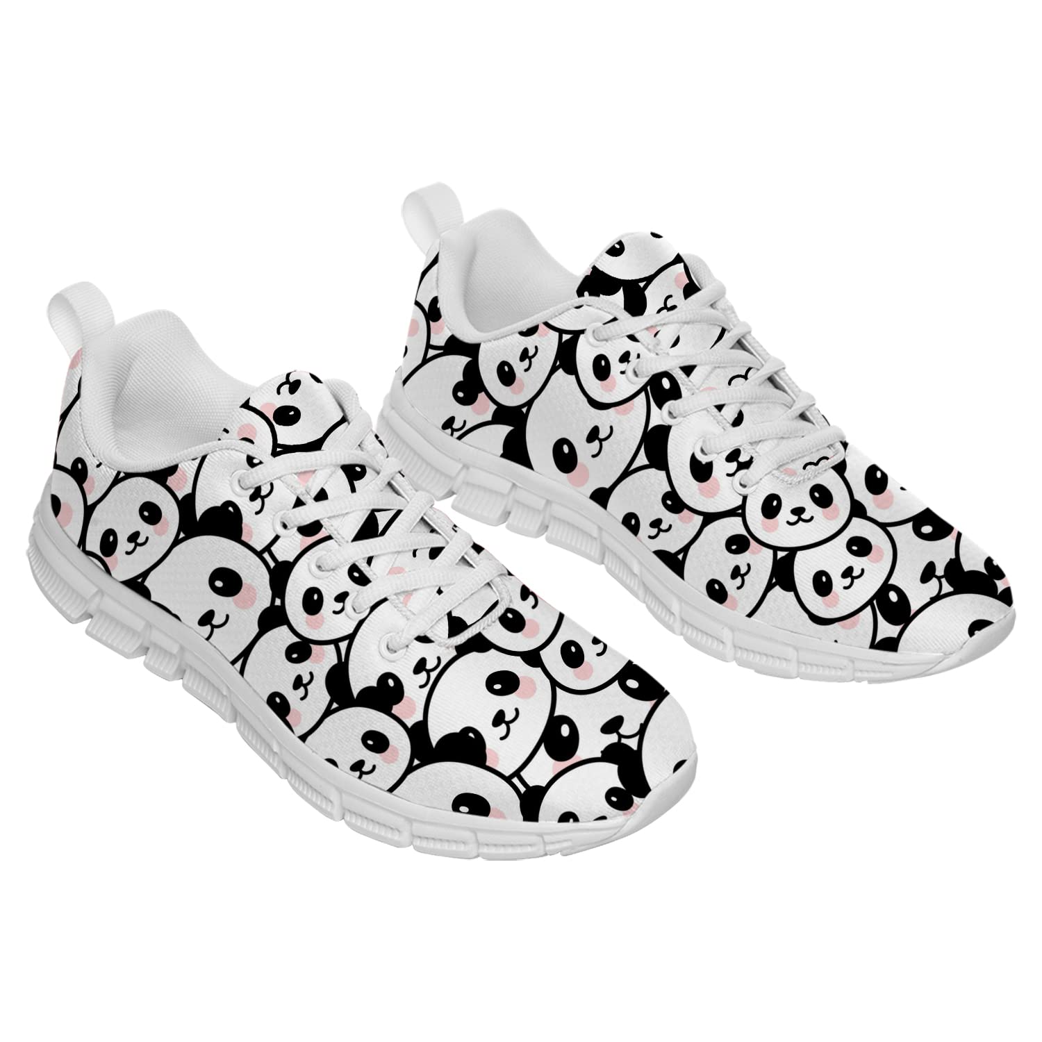 3D Printed Panda Face Sneakers for Women & Men - Breathable Mesh Tennis Shoes in White & Black (Women Size 10, Men Size 8.5) - Perfect Gift for Girls, Boys & Adults - Great for Casual Wear, Sports & Daily Fashion