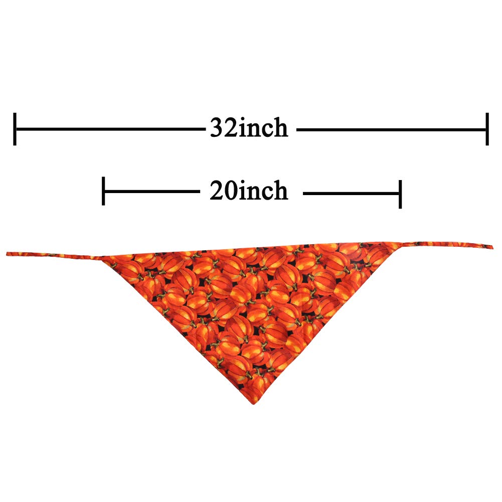 4 Pack Halloween Dog Bandana - Reversible Pumpkin Print Triangle Bib Scarf for Dogs & Cats - Pet Costume Accessories (Large Size) - Perfect for Halloween Parties, Pet Photos & Costume Contests