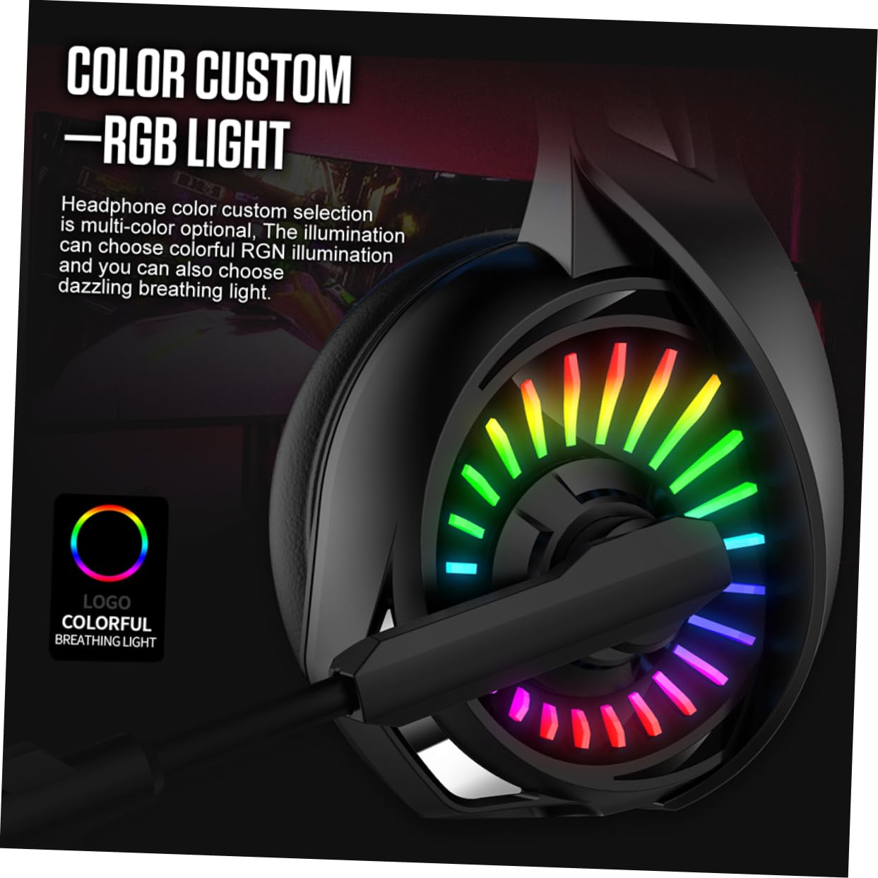 ETHZZLE Wired Gaming Headset with 7.1 Surround Sound, Noise Cancelling Mic, 50mm Drivers & RGB Lighting - Comfortable Over-Ear Headphones for PC, PS4, Xbox Gaming & Online Meetings