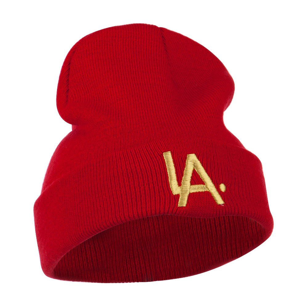 E4Hats.com LA Embroidered Long Beanie - Winter Knit Hat for Men & Women - Cozy Stretchable Skull Cap for Outdoor Activities, Hiking, and Cold Weather Fashion