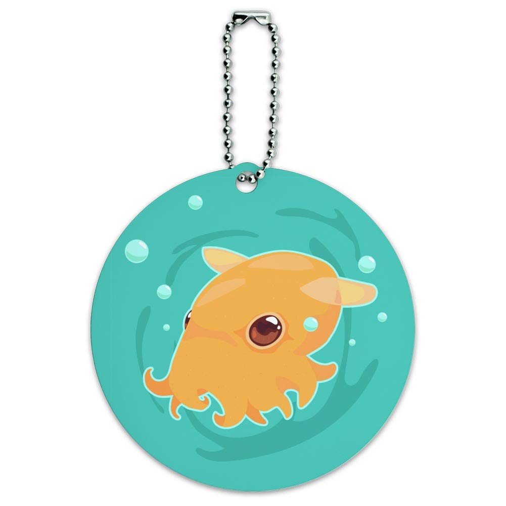 Adorable Dumbo Octopus Round Luggage ID Tag - Waterproof Suitcase Label for Carry-On Bags - Perfect for Travel Identification & Kids' Backpacks