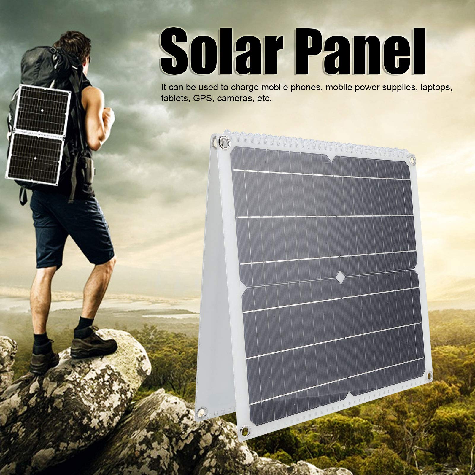 50W 5V Portable Solar Panel Charger Kit - Waterproof Solar Power Bank for Laptops, Phones, Camping, RV & Emergency Power Supply