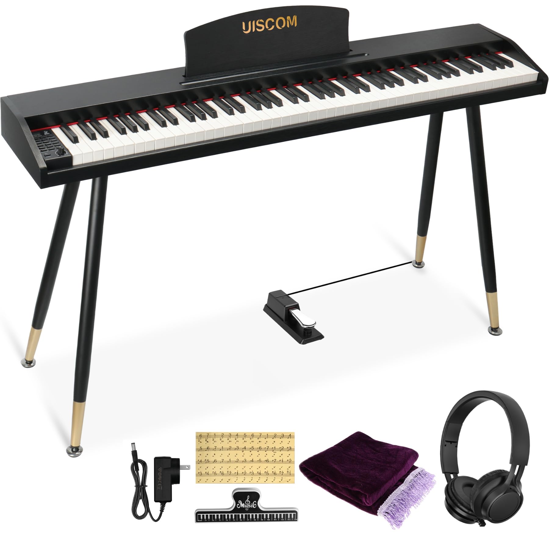 88-Key Digital Piano Keyboard for Beginners - Semi-Weighted Electric Piano with Stand, Pedal & Headphones | Wood Grain Black | USB-MIDI Compatible | Perfect for Home Practice, Music Lessons & Small Performances
