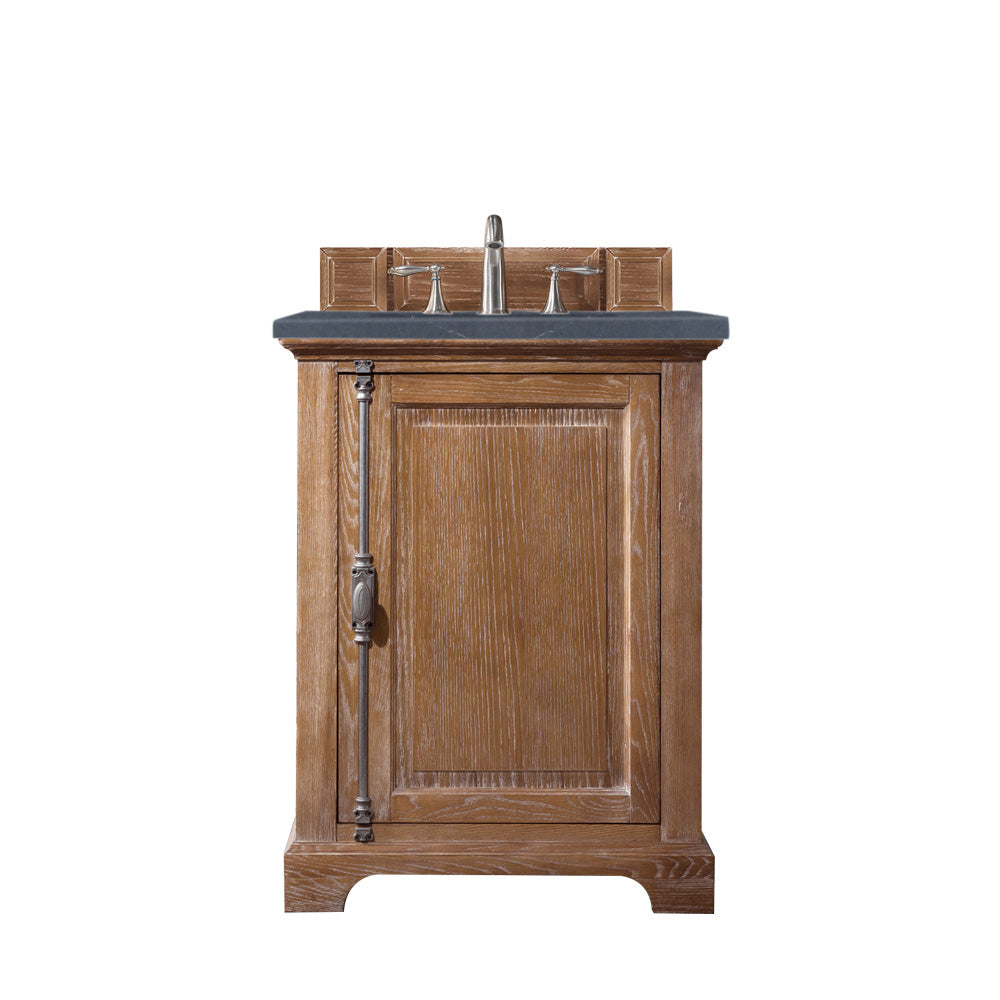 Providence 26 Inch Single Vanity Cabinet in Driftwood Finish with 3CM Charcoal Soapstone Quartz Top - Perfect for Bathroom Renovation & Modern Home Decor