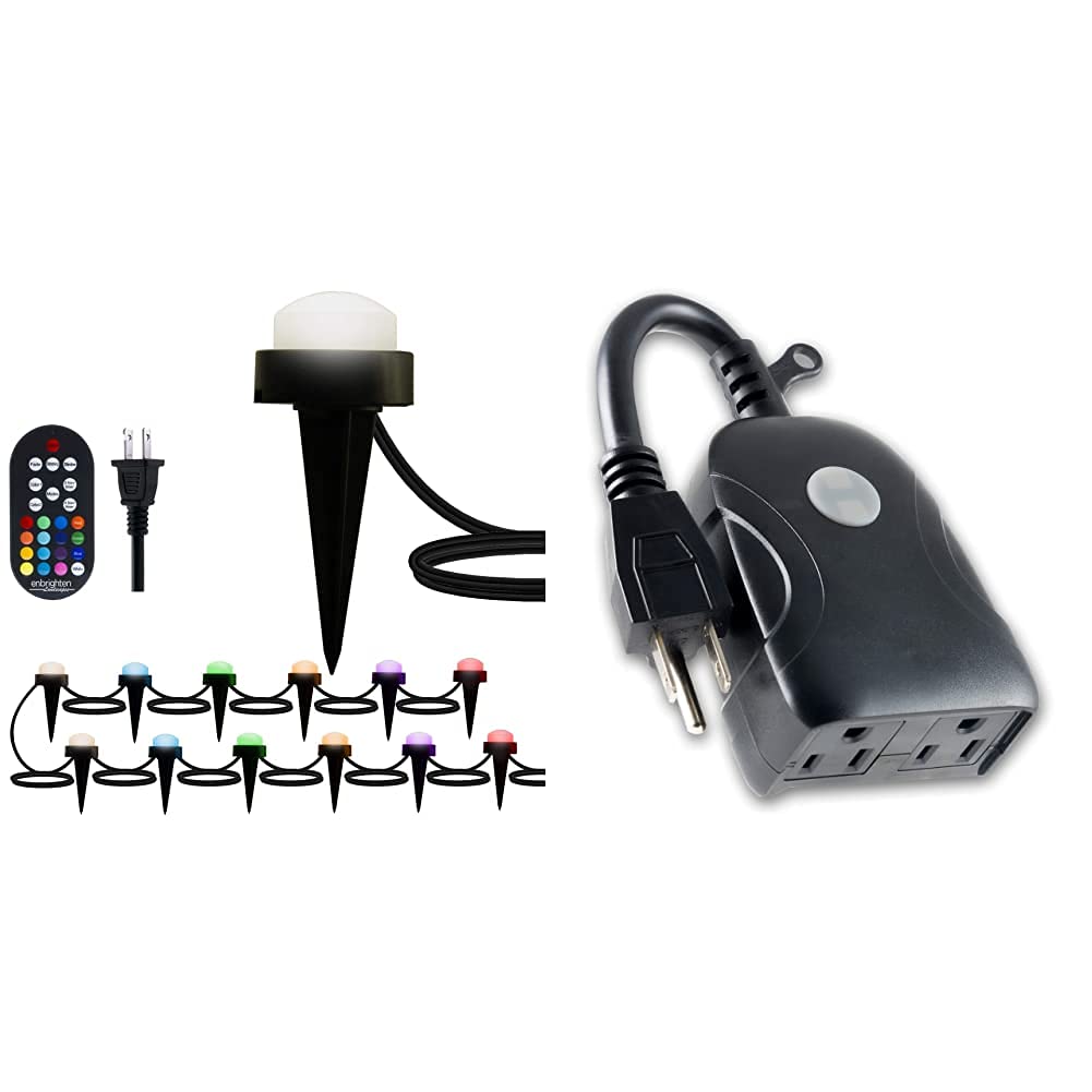 Enbrighten Seasons LED Color Changing Mini Landscape Lights - 44ft String with 12 Pucks, 2ft Spacing, WiFi & App Control - Perfect for Garden, Patio, Yard, and Holiday Decorations