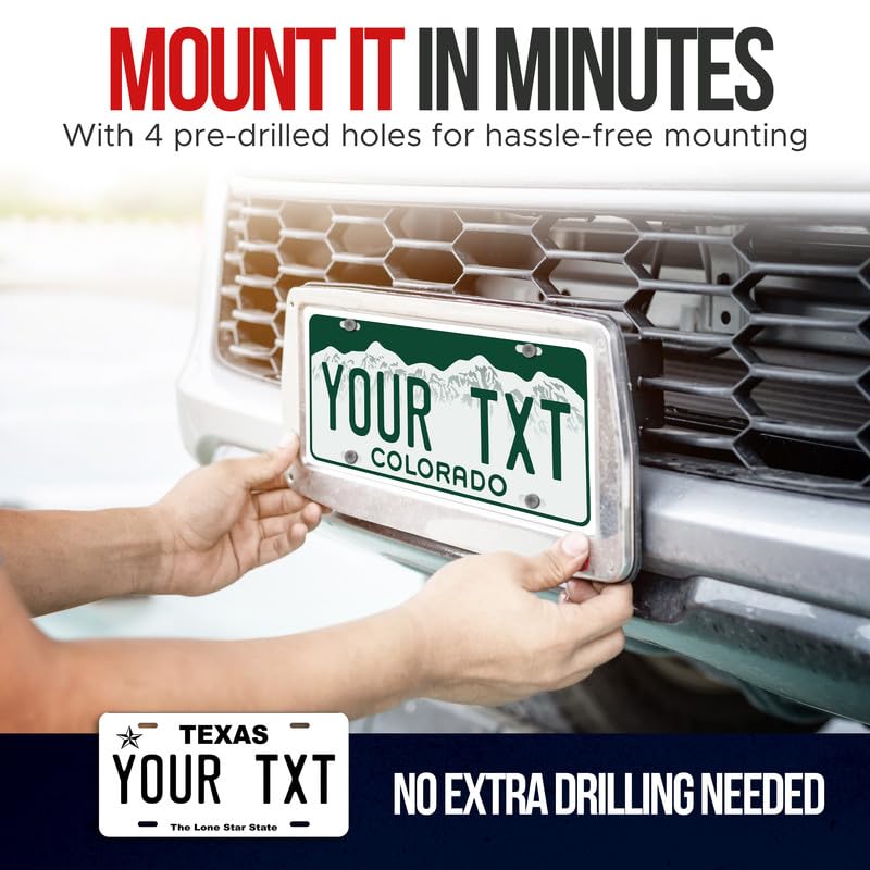 Custom Texas License Plate - Personalized 6x12 Inch Car Tag - Choose from 50 States - Made in USA - Perfect for Cars, Trucks, Motorcycles & Gifts