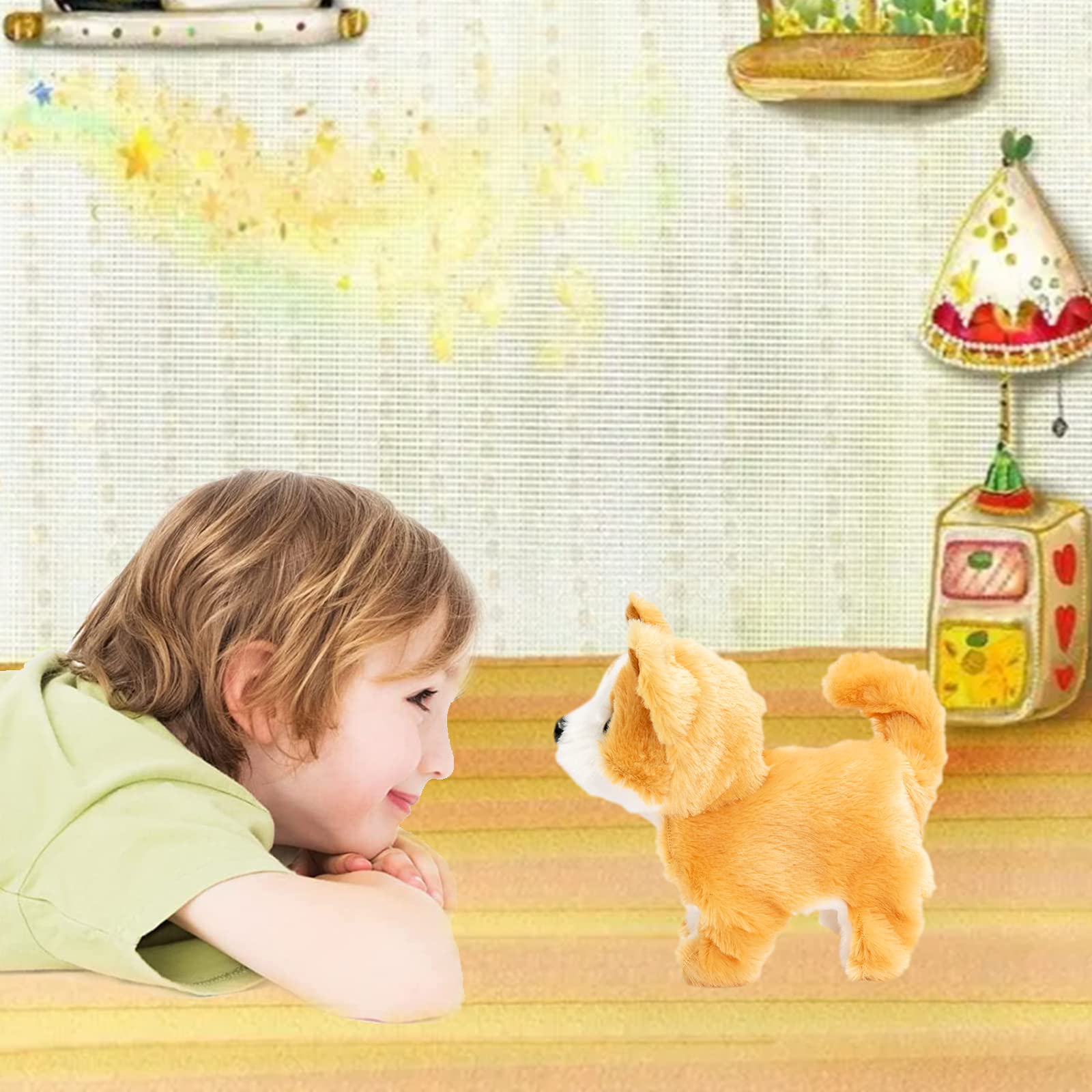 Realistic Walking & Barking Shiba Inu Electronic Toy Dog - Interactive Battery-Powered Puppy Pet for Kids & Girls | Perfect for Playtime, Gifts & Emotional Comfort