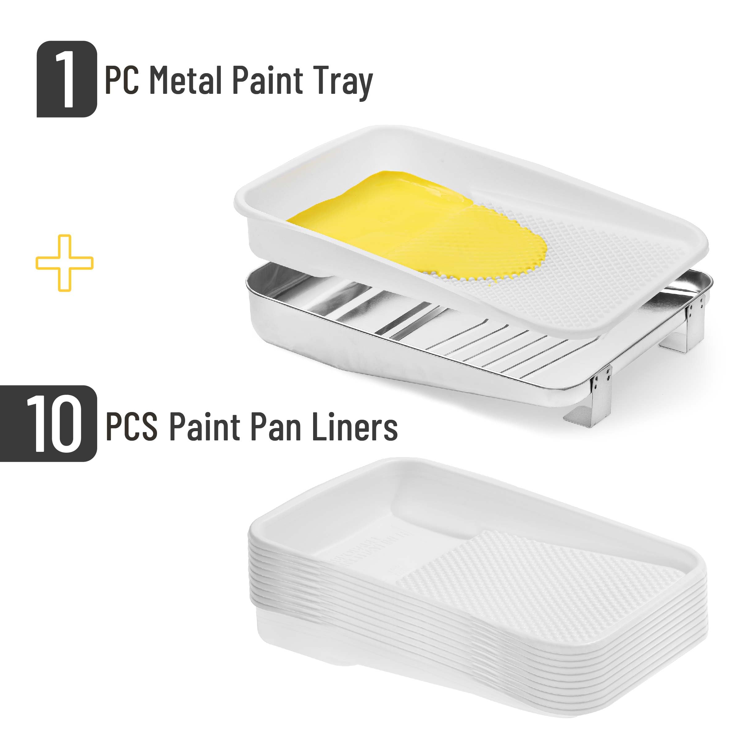 Bates 9 Inch Paint Tray with 10 Disposable Plastic Liners - Professional Wall Painting Roller Tray for DIY Home Projects & Interior Decorating