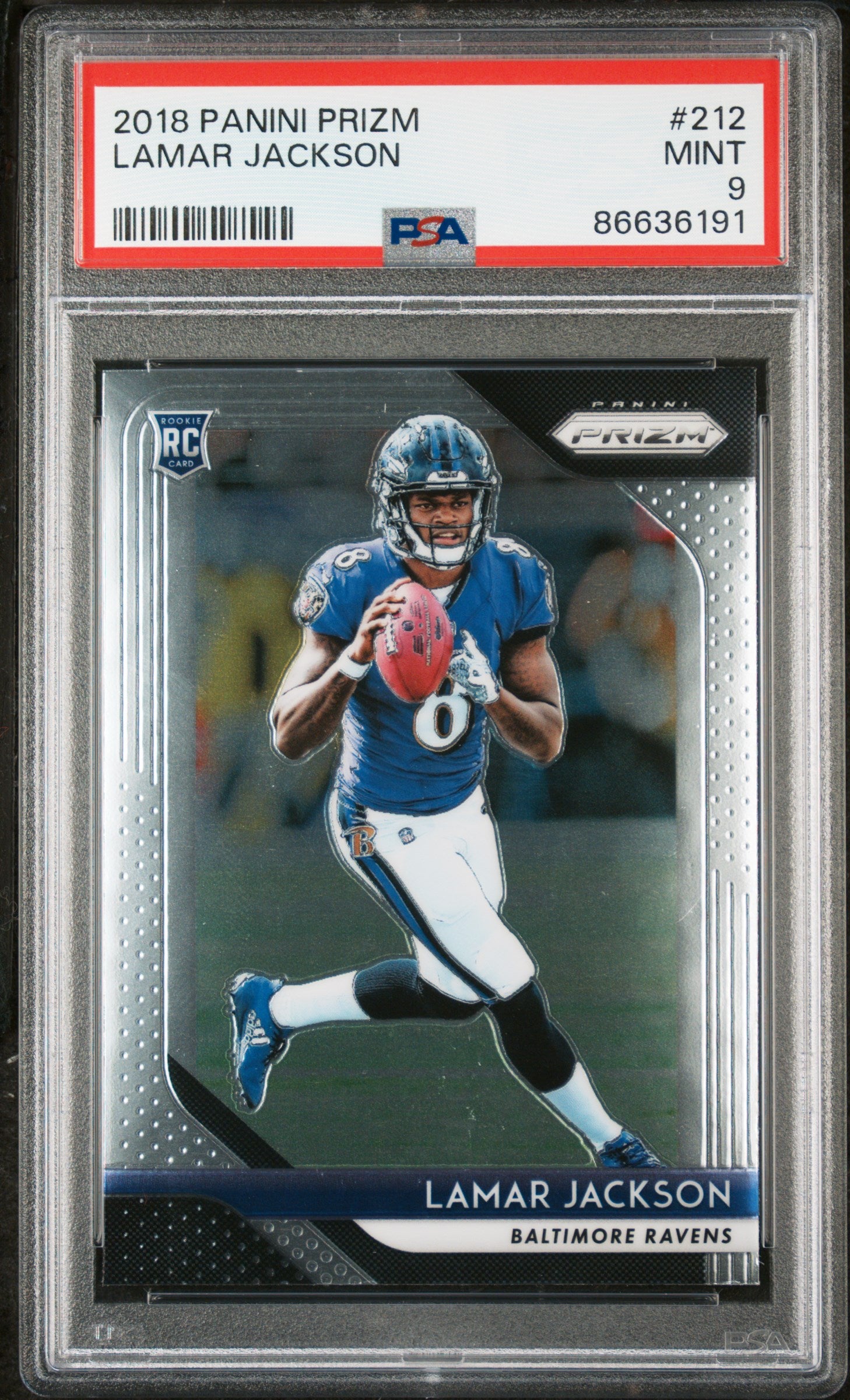 2018 Panini Prizm Lamar Jackson #212 PSA 9 Rookie Card - Football Collectible for Sports Memorabilia & Investment