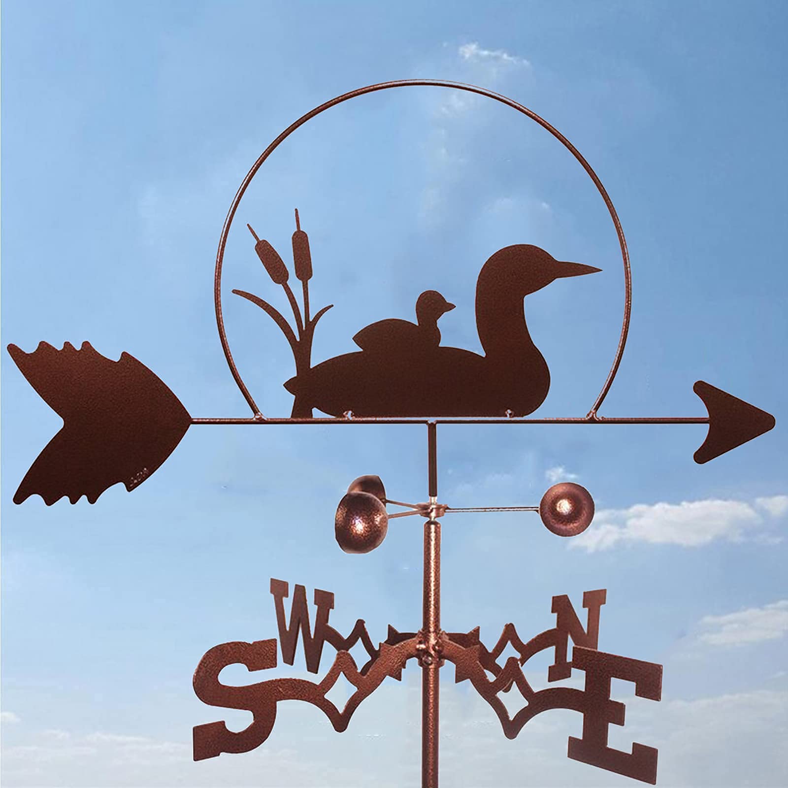 FMOGG Metal Weathervane with Animal Silhouette - Decorative Roof Mount Wind Direction Indicator for Farmhouse, Garden, and Courtyard - Perfect for Farm Scene Decor, Yard Art, and Measuring Wind Direction