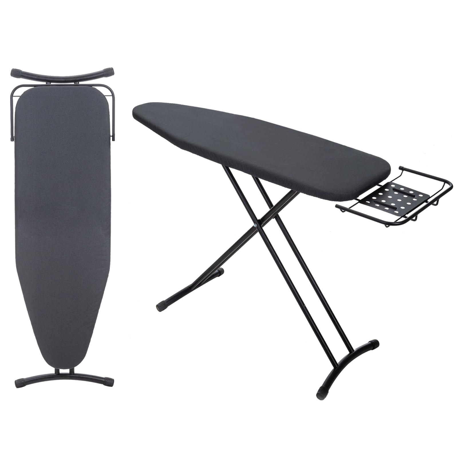 Premium Heavy Duty Ironing Board 48x15 Inches with Retractable Iron Rest - Extra Wide Sturdy Frame, Thick Padding Cover & Height Adjustable - Perfect for Home, Laundry Room or Tailor Shop (Black)