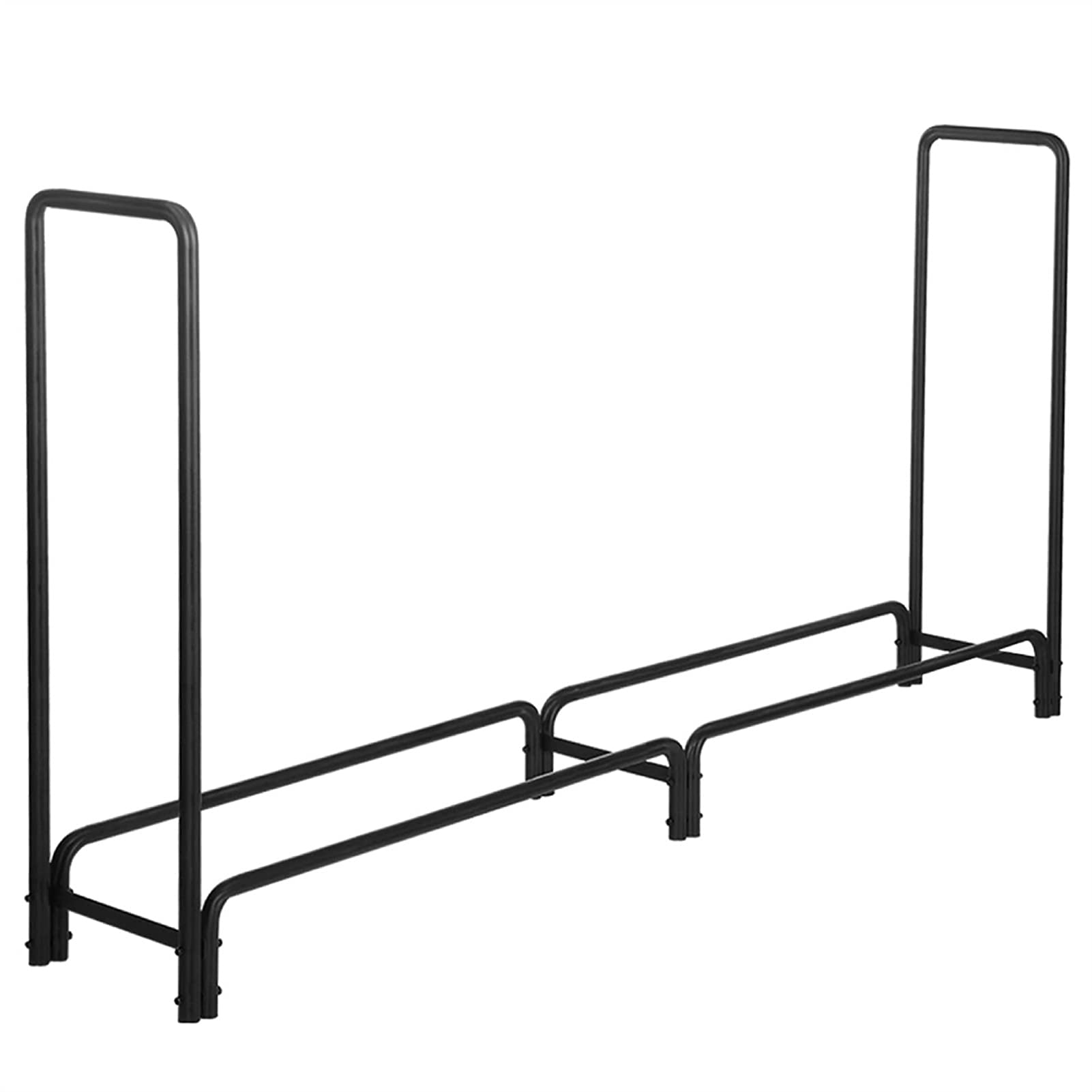 Black Metal Firewood Storage Rack - Durable Outdoor Wood Holder for Fireplace, Camping & Patio - Heavy Duty Firewood Organizer Shelf for Home, Warehouse & Backyard