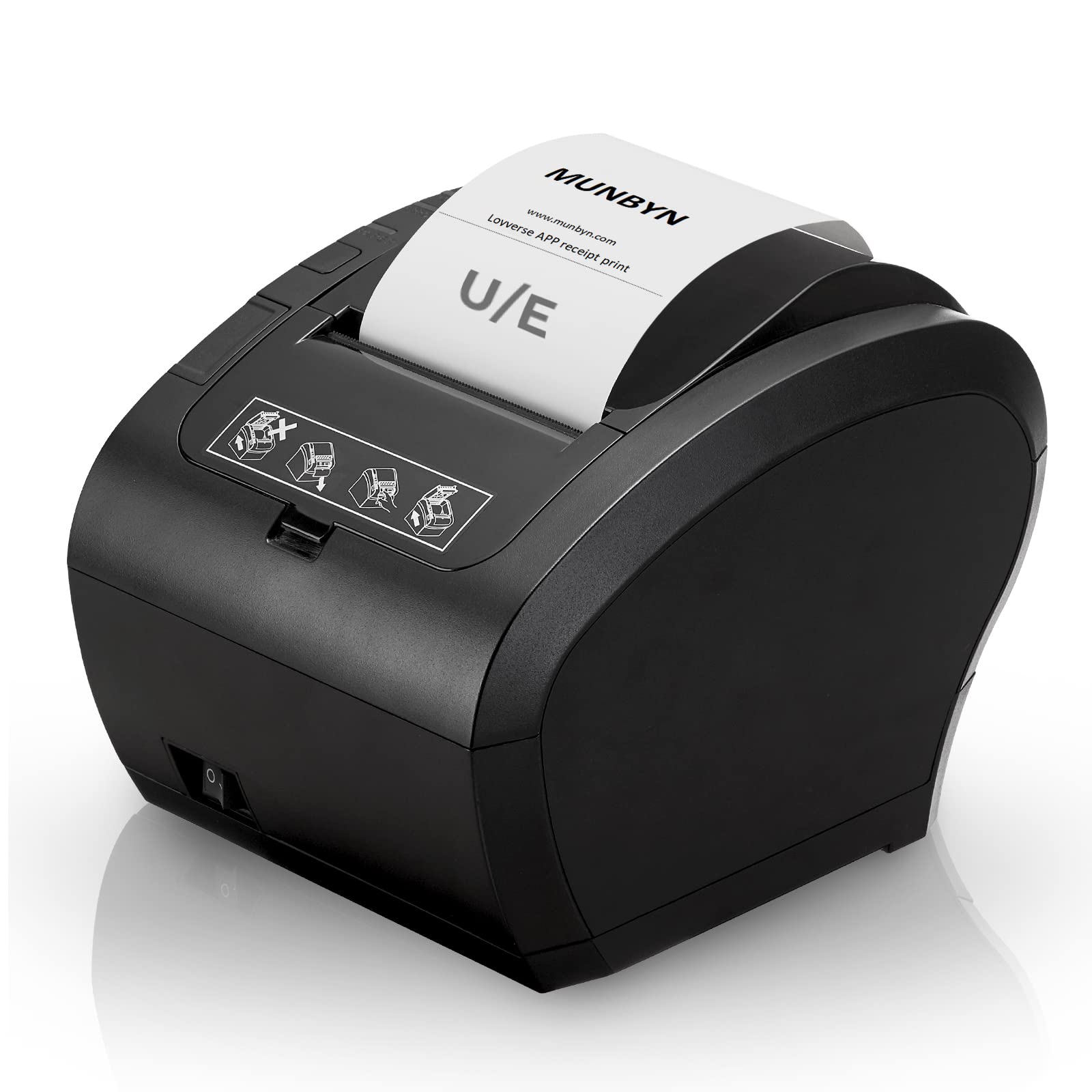 **MUNBYN 80mm Thermal POS Printer - USB/Ethernet Receipt Printer with Auto Cutter, ESC/POS Compatible for Windows, Cash Drawer Support - Ideal for Supermarkets, Restaurants & Retail Stores**