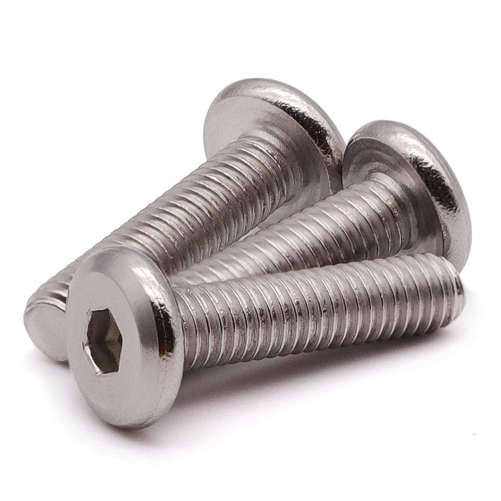 304 Stainless Steel M10 x 35mm Flat Round Head Socket Cap Screws (10 PCS) - Full Thread, Bright Finish - Perfect for Furniture Assembly, 3D Printer Parts & DIY Projects
