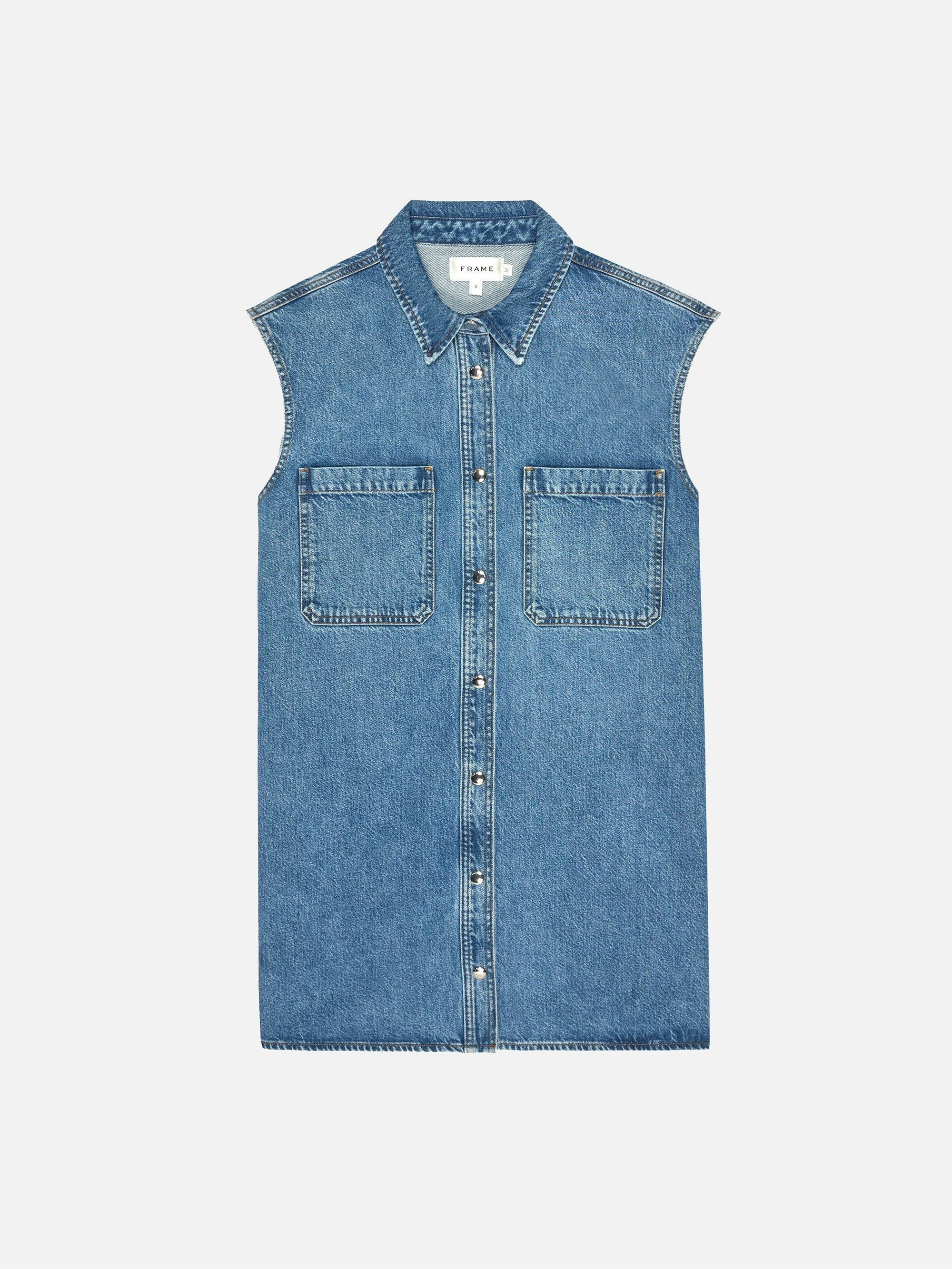 Frame Sleeveless Shirt Dress for Women - Summer Casual Wear, Beach Cover Up & Office Outfit