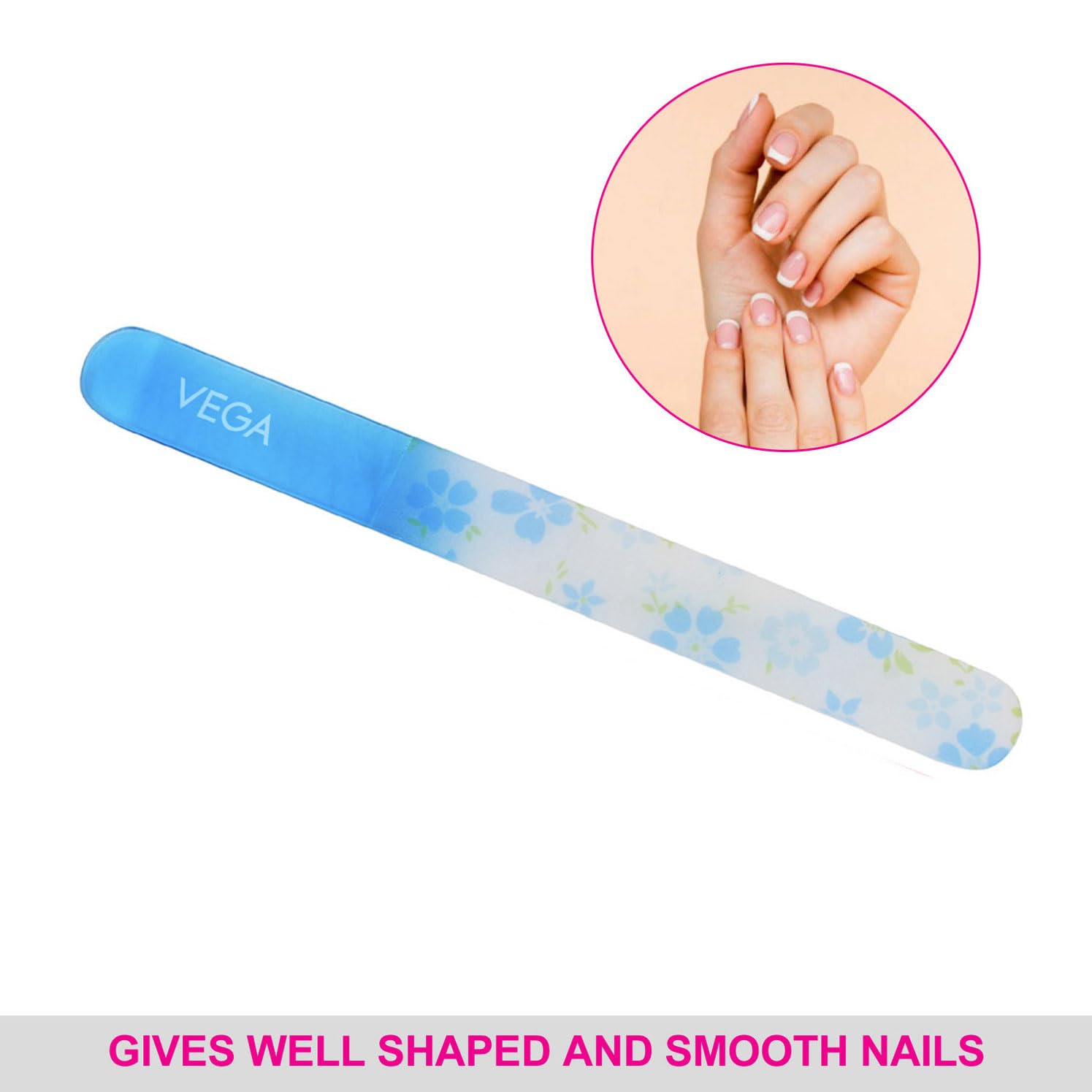 Premium Vega Crystal Glass Nail File - Blue 35g for Professional Manicure & Pedicure | Durable Nail Care Tool for Home, Salon & Travel Use