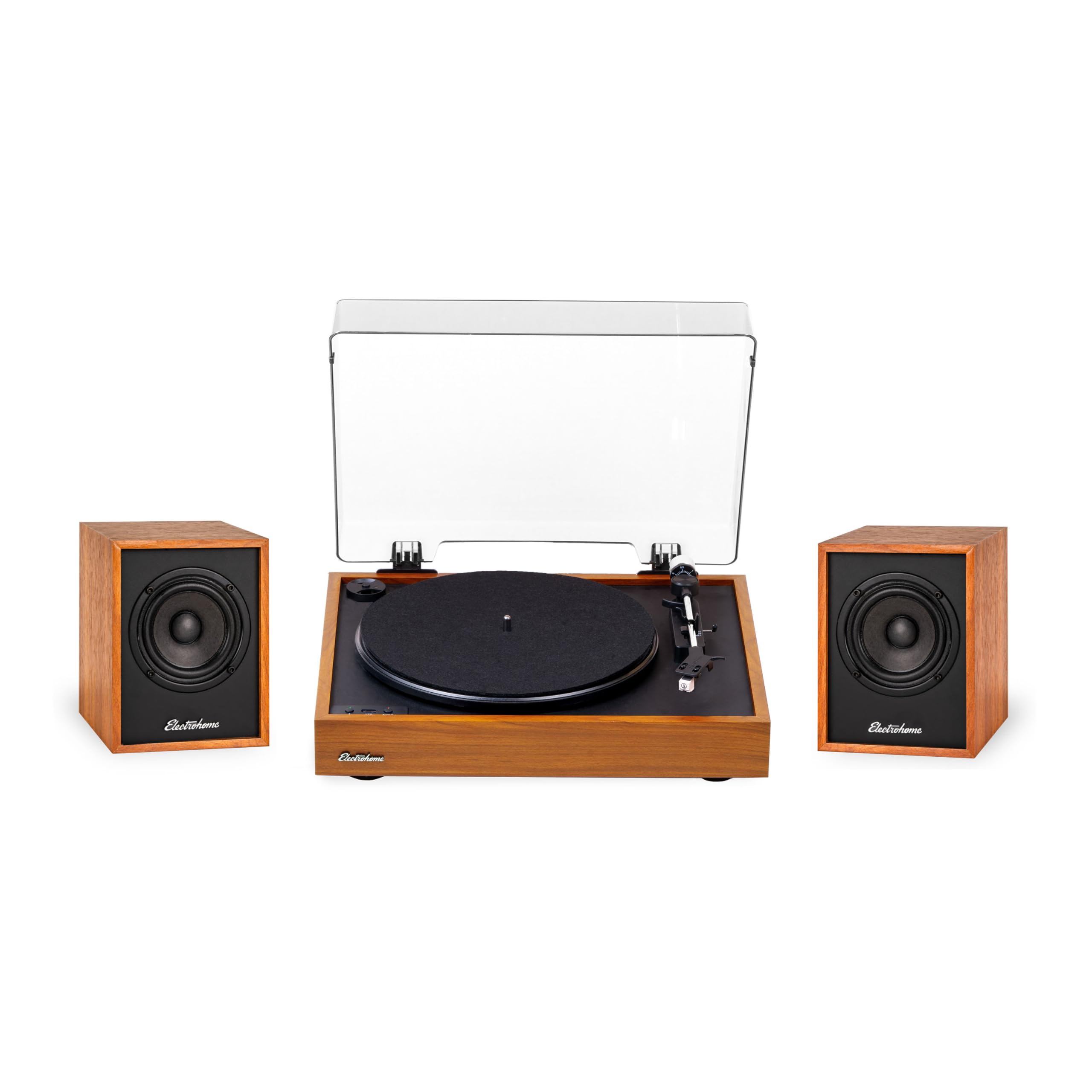 Electrohome Montrose Wireless Upgradable Vinyl Record Player with Huntley Bluetooth Bookshelf Speakers - 3
