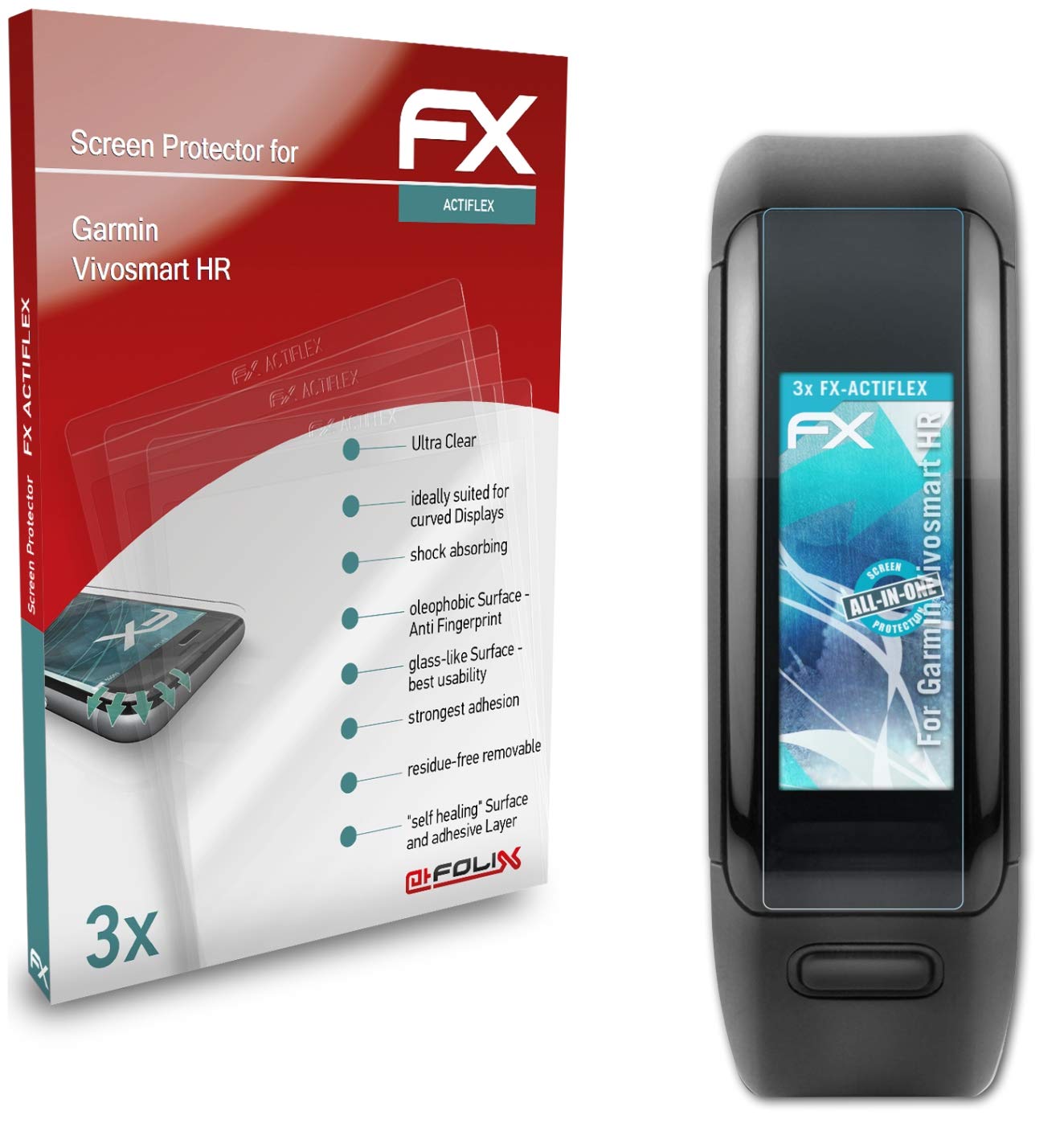 Garmin Vivosmart HR Screen Protector - 3 Pack Ultra Clear Flexible FX Film | Scratch-Resistant HD Protection for Fitness Tracking | Perfect for Running, Swimming & Daily Activity Monitoring