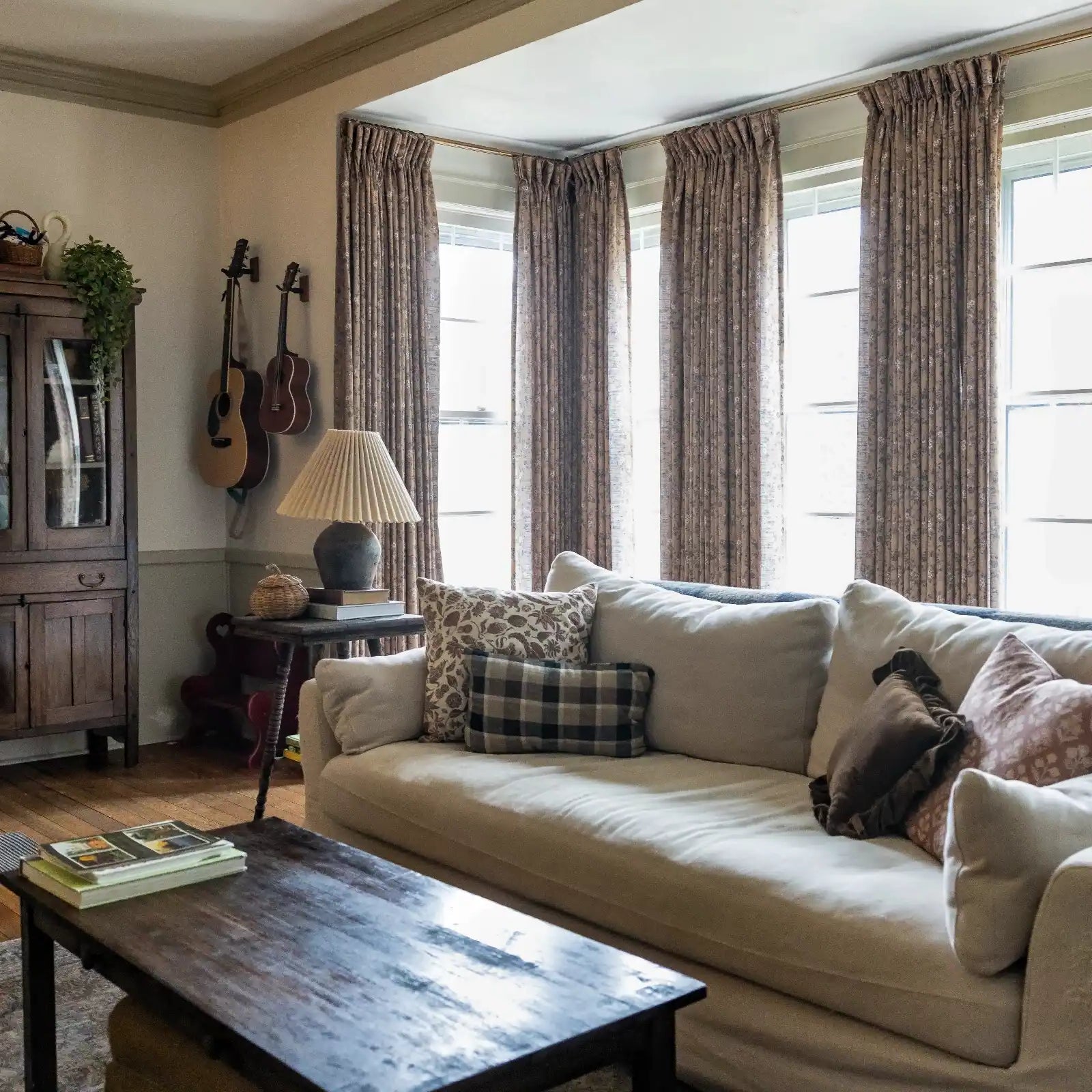 Elegant Sara Le Print Linen Drapery Pleated Curtains - Soft Textured Window Treatments for Living Room & Bedroom Decor