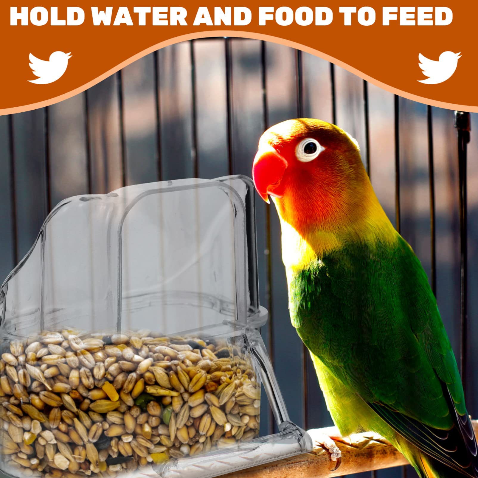 Automatic Bird Feeder for Cockatiels, Parrots, Parakeets, Canaries, Finches & Lovebirds - 2pcs Food Dispenser Bowls & Cage Accessories - Perfect for Home, Aviary & Outdoor Use