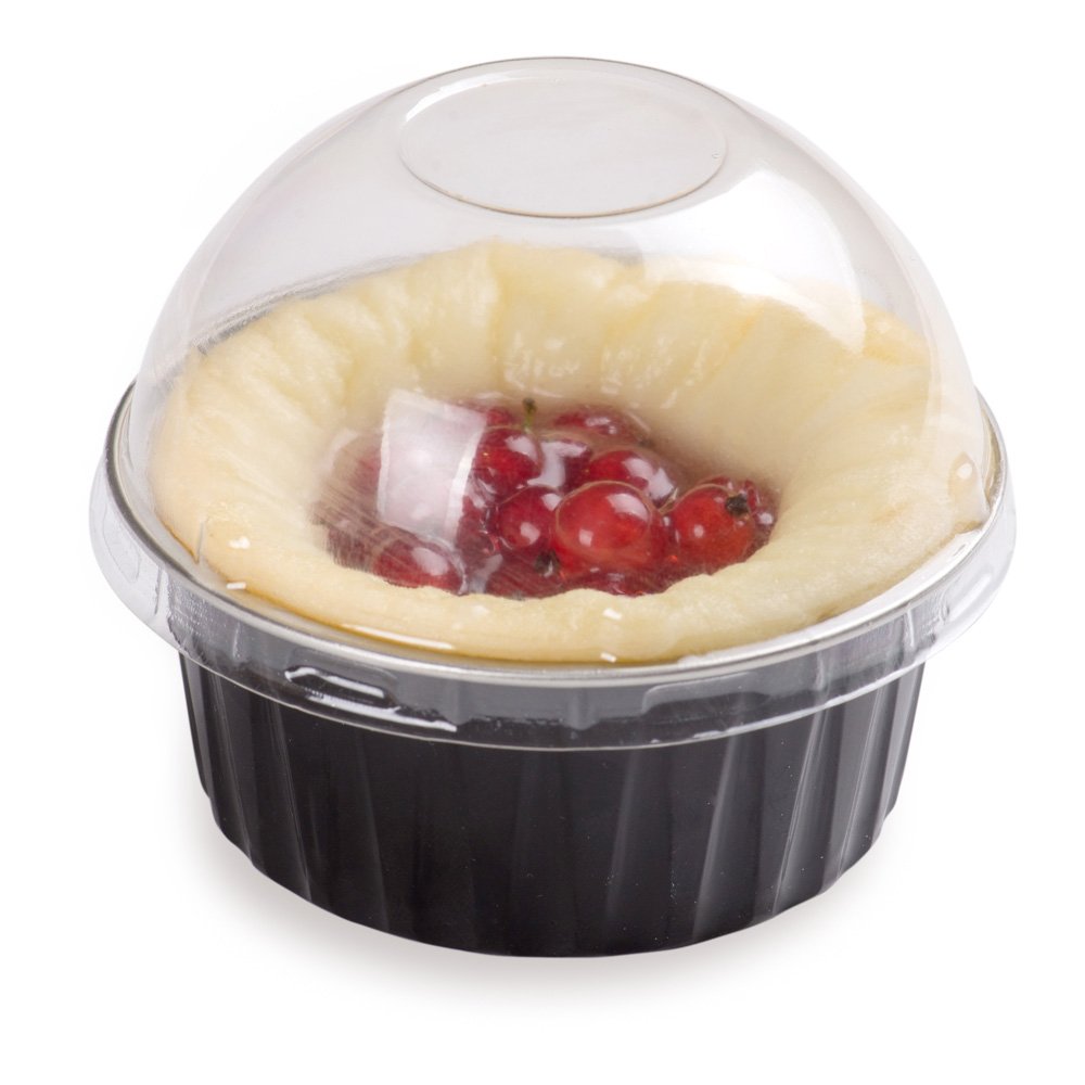 4.2 oz Disposable Ramekins with Lids - 100 Pack Black Aluminum Baking Cups for Creme Brulee, Cupcakes & Muffins | Oven & Freezer Safe | Perfect for Restaurants, Catering & Home Baking