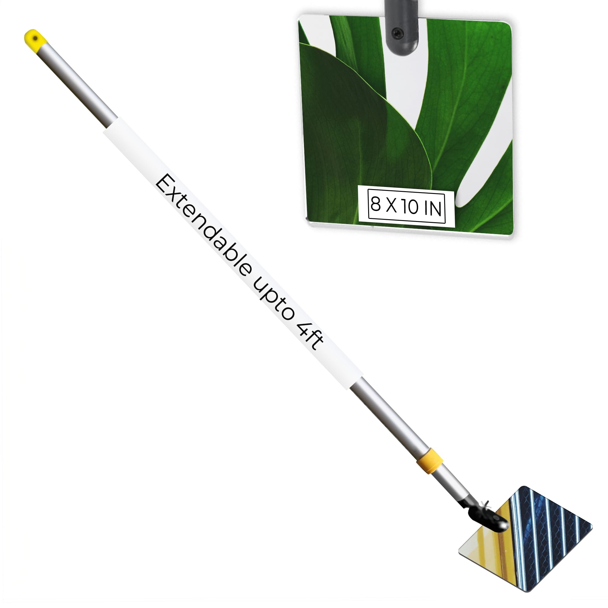 Telescopic Inspection Mirror with Extendable Pole (2ft-4ft) - Lightweight & Durable 8x10 Inch Acrylic Mirror for Automotive, HVAC, and Home Maintenance