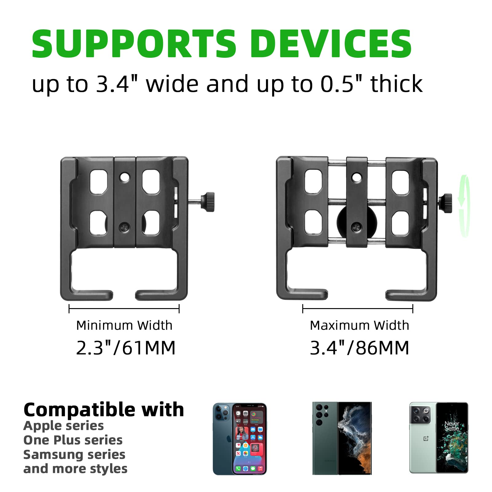 FANAUE Universal Aluminum Alloy Phone Mount with 1'' Ball - Compatible with Smartphones 2.3