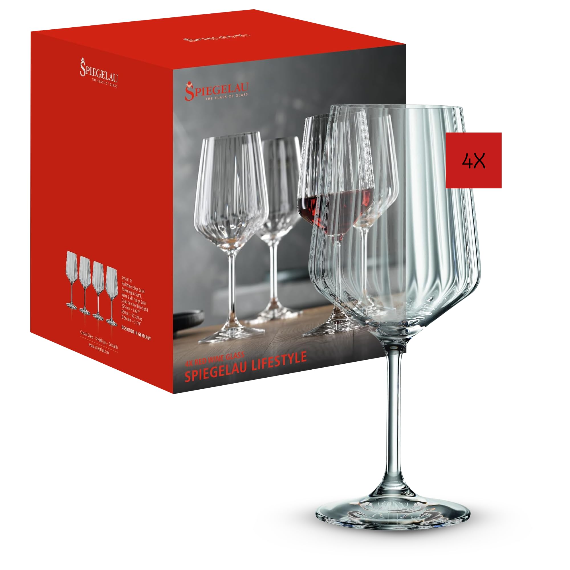 Premium Spiegelau & Nachtmann Crystal Red Wine Glasses Set - Elegant Stemware for Cabernet, Merlot & Pinot Noir - Perfect for Dinner Parties, Wine Tasting & Romantic Evenings
