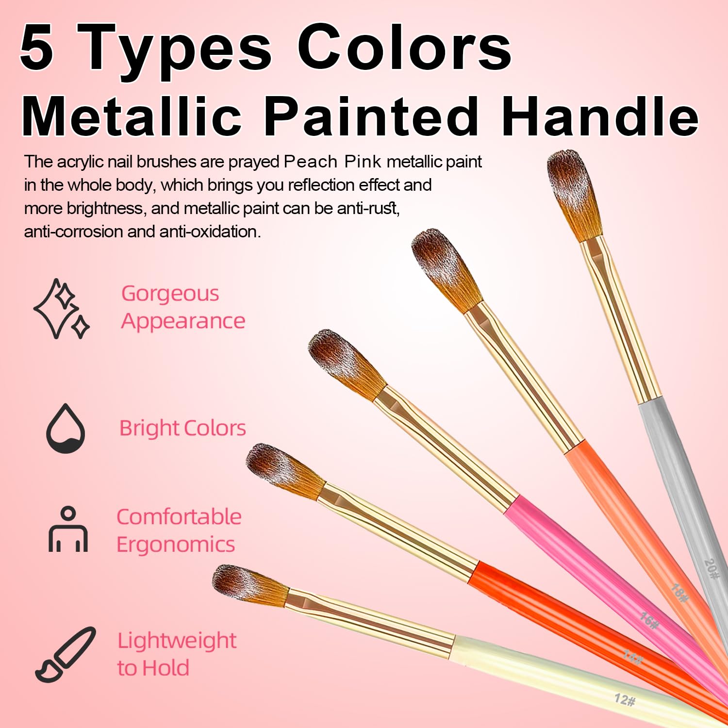 Acrylic Nail Brush Set - 5pcs for Nail Art & Extensions