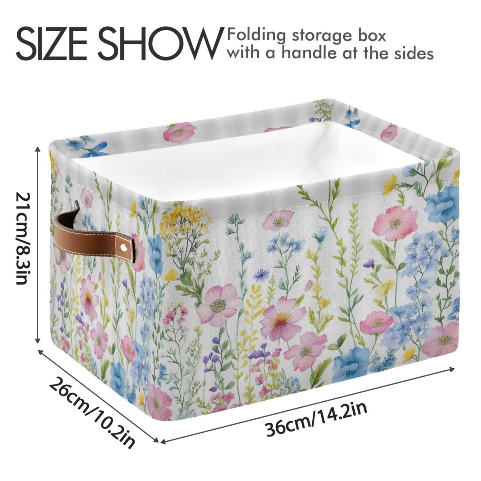 2-Pack Cosmos Flower Fabric Storage Bins with Handles - Closet Organizer Baskets for Clothes, Toys & Home Decor | Perfect for Bedroom, Nursery & Shelf Organization