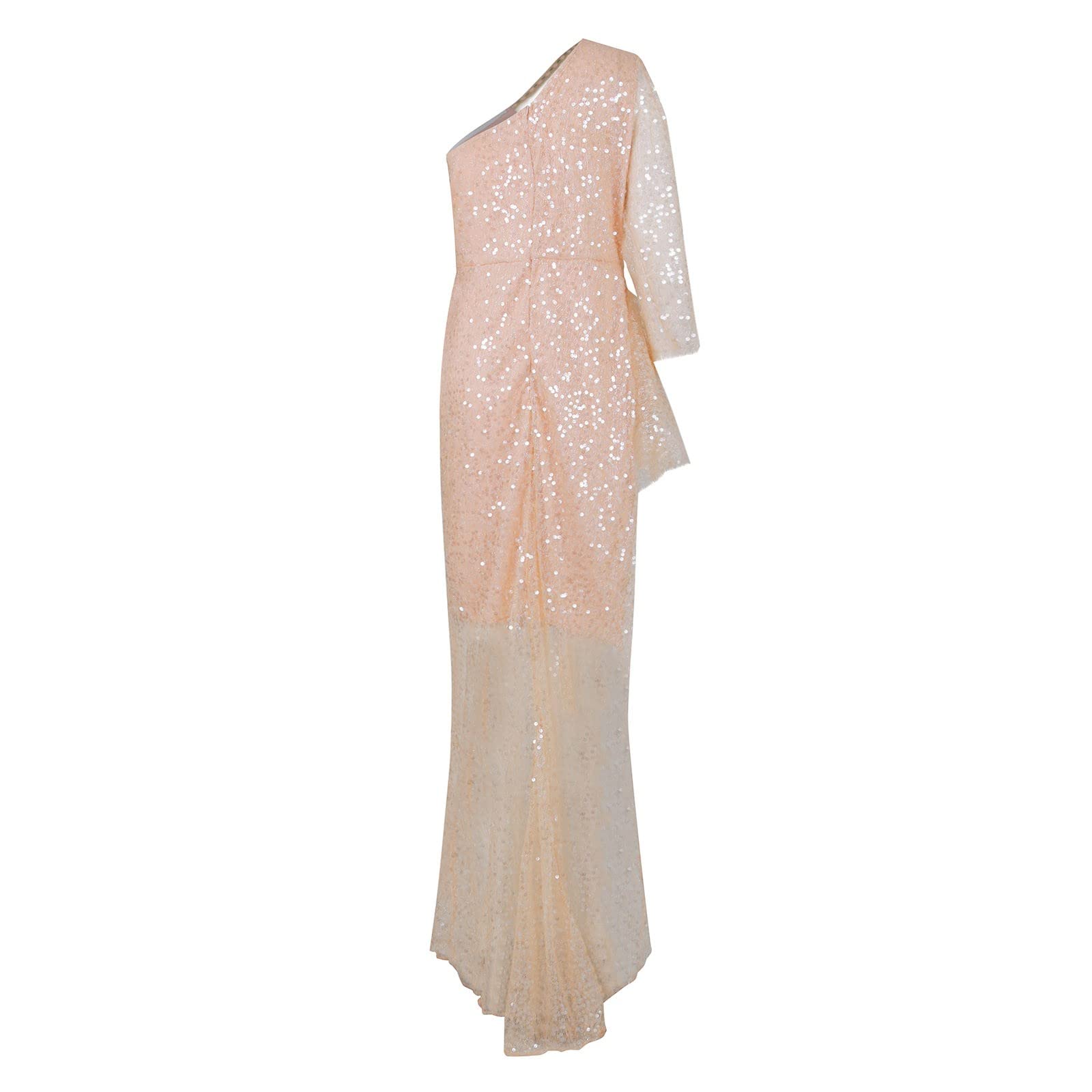 Elegant Gold One Shoulder Evening Dress for Women 2023 - Sexy Wedding Guest Dress with Diamond Inlay & Hip Wrap - Winter Banquet Dress (M, Gold) | Perfect for Parties, Galas & Formal Events