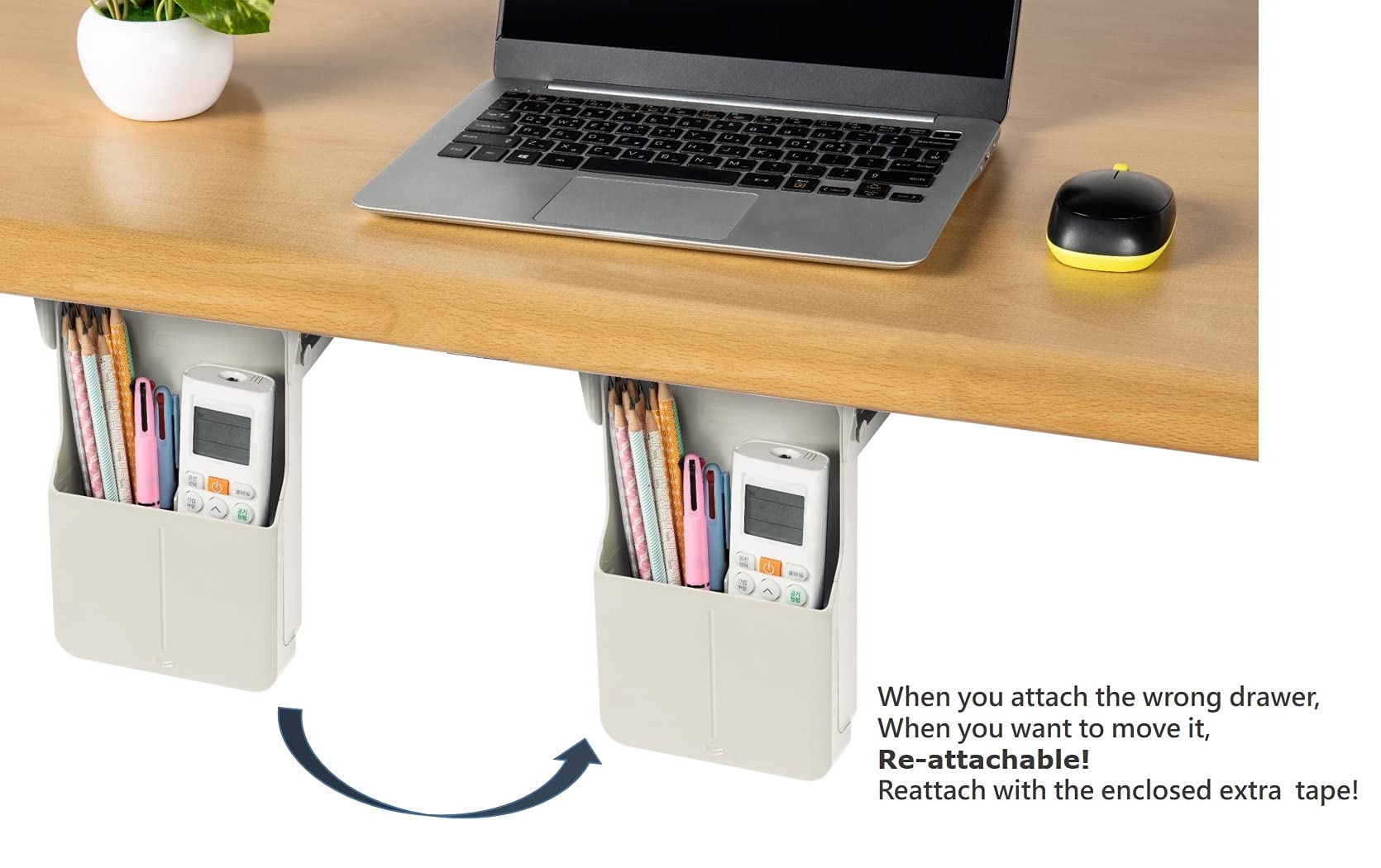 Under Desk Drawer Organizer - Hidden Storage Tray for Office & School Supplies, Pens, Pencils, Phone Accessories (Small, Grey) - Perfect for Workspace Organization & Clutter-Free Desks