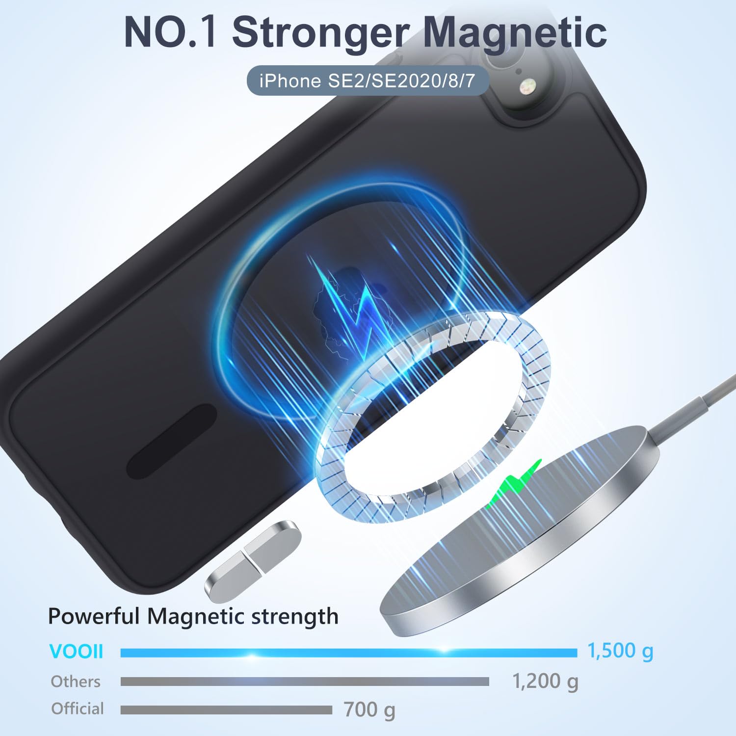 Vooii Magnetic Case for iPhone SE 3rd/2nd Gen & iPhone 8/7 (2020) - Magsafe Compatible, Slim Translucent Shockproof Cover with Comfortable Grip - Perfect for Daily Use, Travel & Wireless Charging - Black