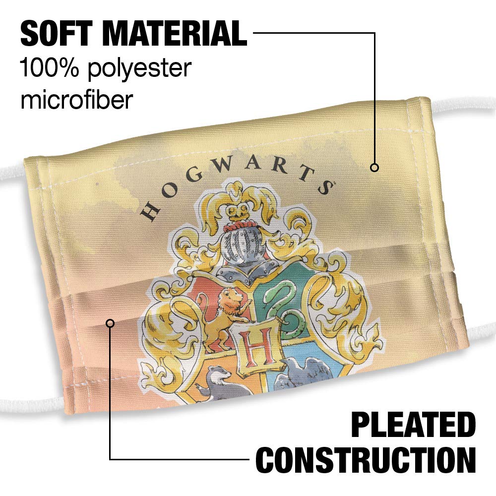 Harry Potter Hogwarts Watercolor Sigil Reusable Face Mask for Kids - 1-Ply Washable Cloth Mask for School, Travel & Daily Protection