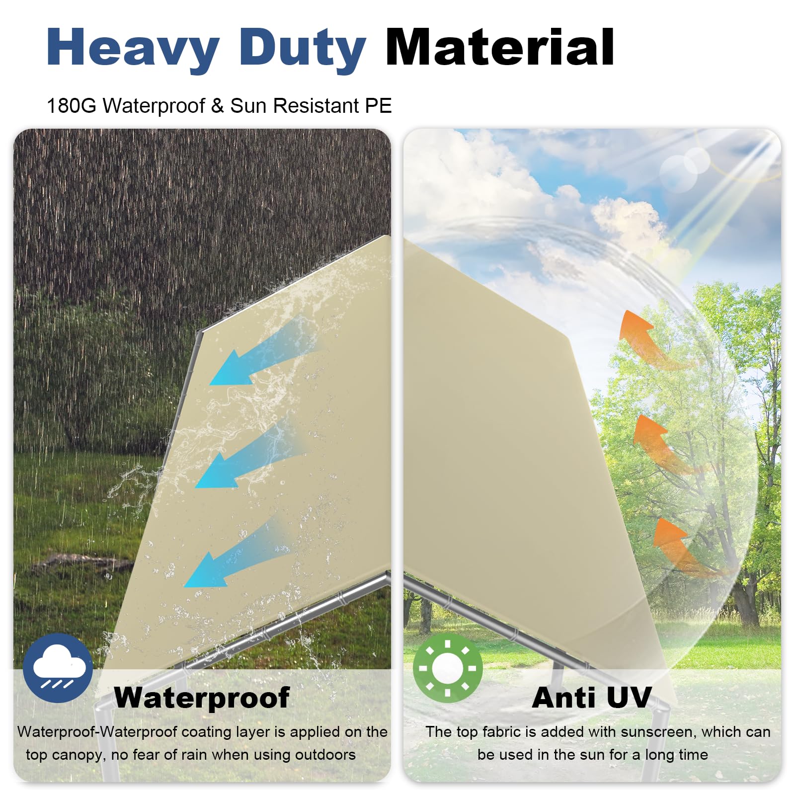 Grezone 10x20ft Heavy Duty Portable Carport Tent - All Season UV Resistant Car Canopy Shelter for Auto, Truck & Boat (Beige) | Perfect for Outdoor Vehicle Protection, RV Cover & Backyard Storage