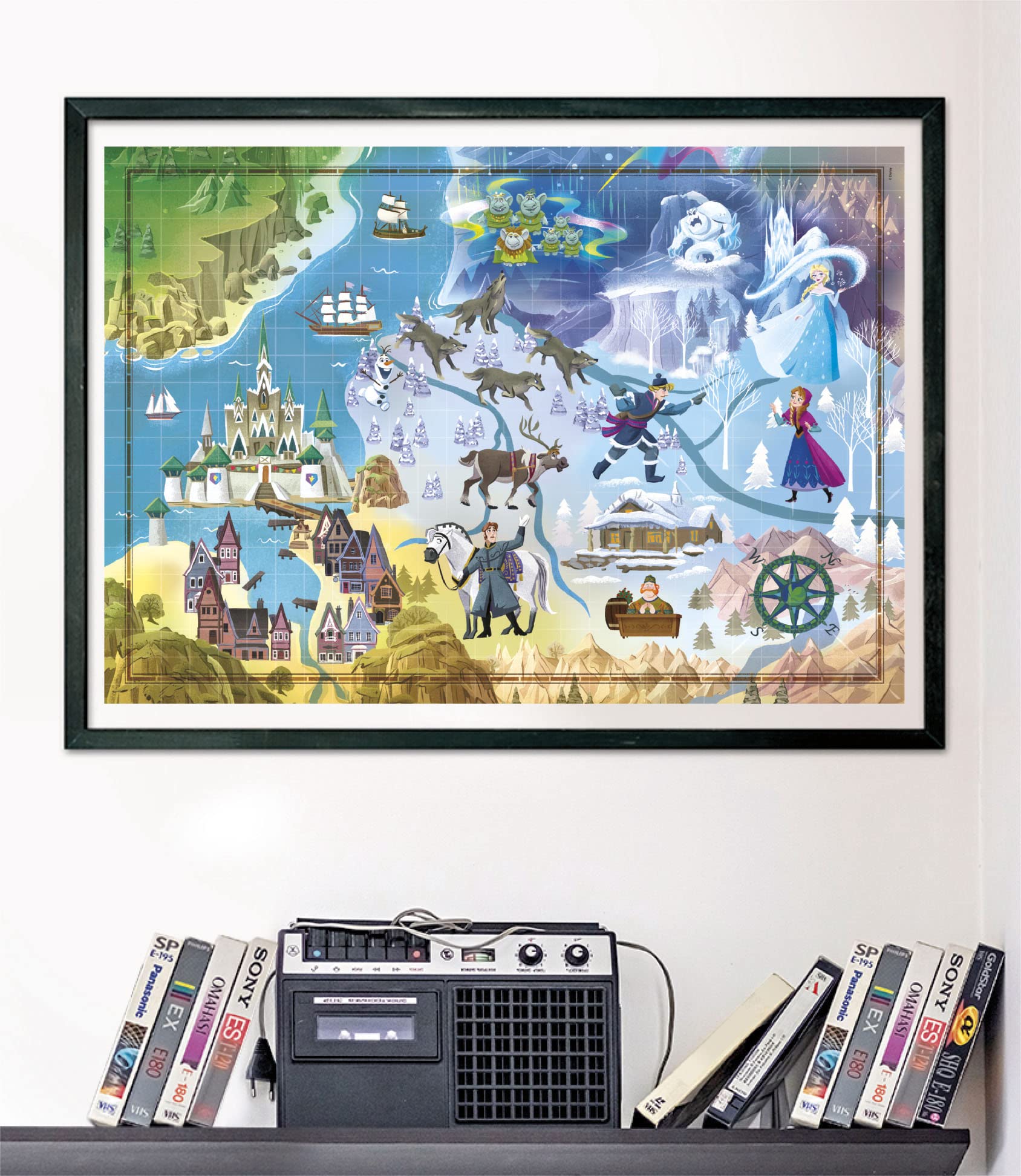 Clementoni 39784 Disney Frozen Maps 1000-Piece Jigsaw Puzzle for Adults - Made in Italy - Perfect for Home Decor, Gifts & Relaxation