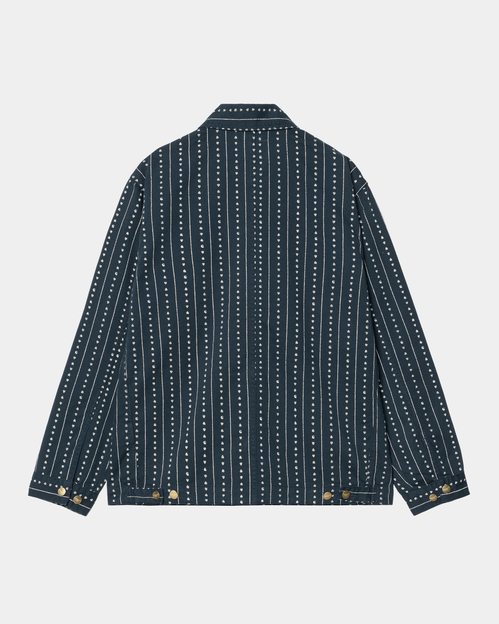Drewe Men's Chore Coat Jacket - Ink & Natural Heart C Pinstripe Design - Durable Workwear for Outdoor Activities, Casual Wear & Everyday Use