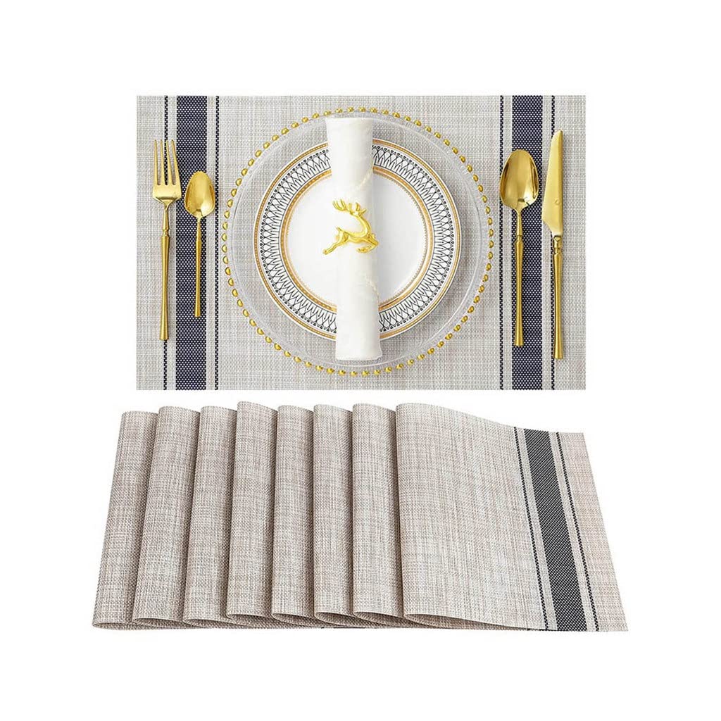 XWWDP Set of 8 PVC Washable Non-Slip Placemats for Dining Table - 30x45cm Kitchen Accessories, Cup Coasters & Wine Pads (Color A) - Perfect for Everyday Meals, Dinner Parties & Holiday Gatherings