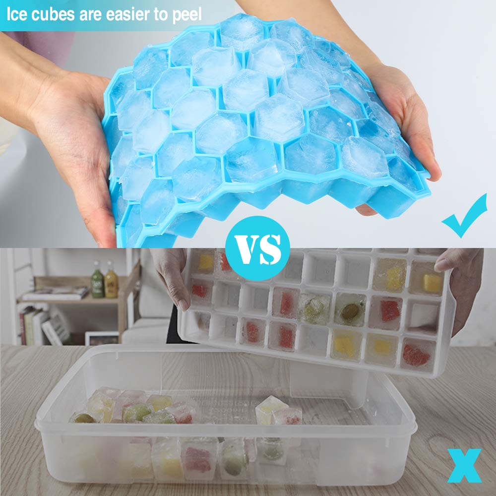 Premium Silicone Ice Cube Trays with Lids - 37-Cube BPA-Free Food Grade Ice Maker for Cocktails, Whiskey & Frozen Drinks - Perfect for Home Bars, Parties & Summer Beverages